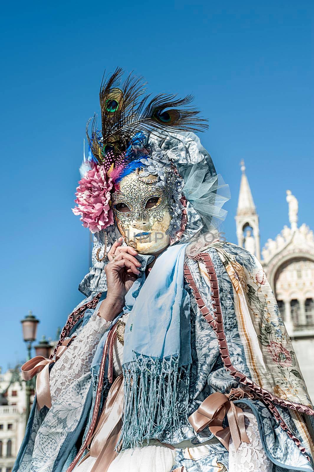 VENICE, ITALY - Febrary 23 2019: The masks of the Venice carnival 2019