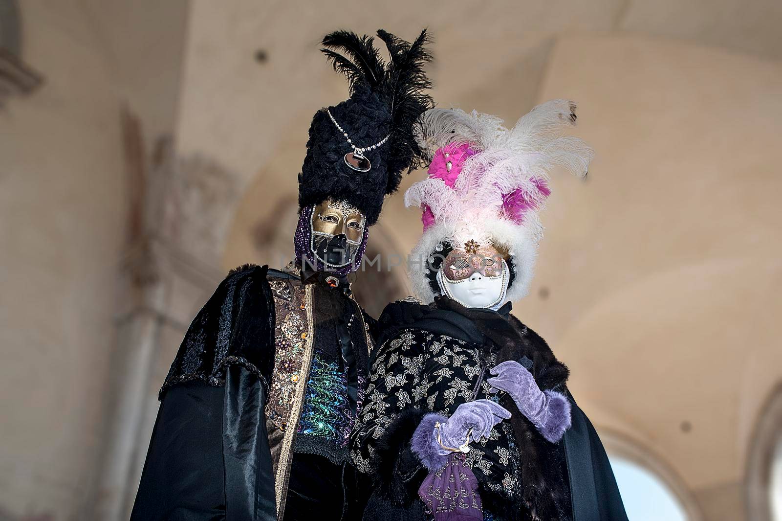 VENICE, ITALY - Febrary 23 2019: The masks of the Venice carnival 2019