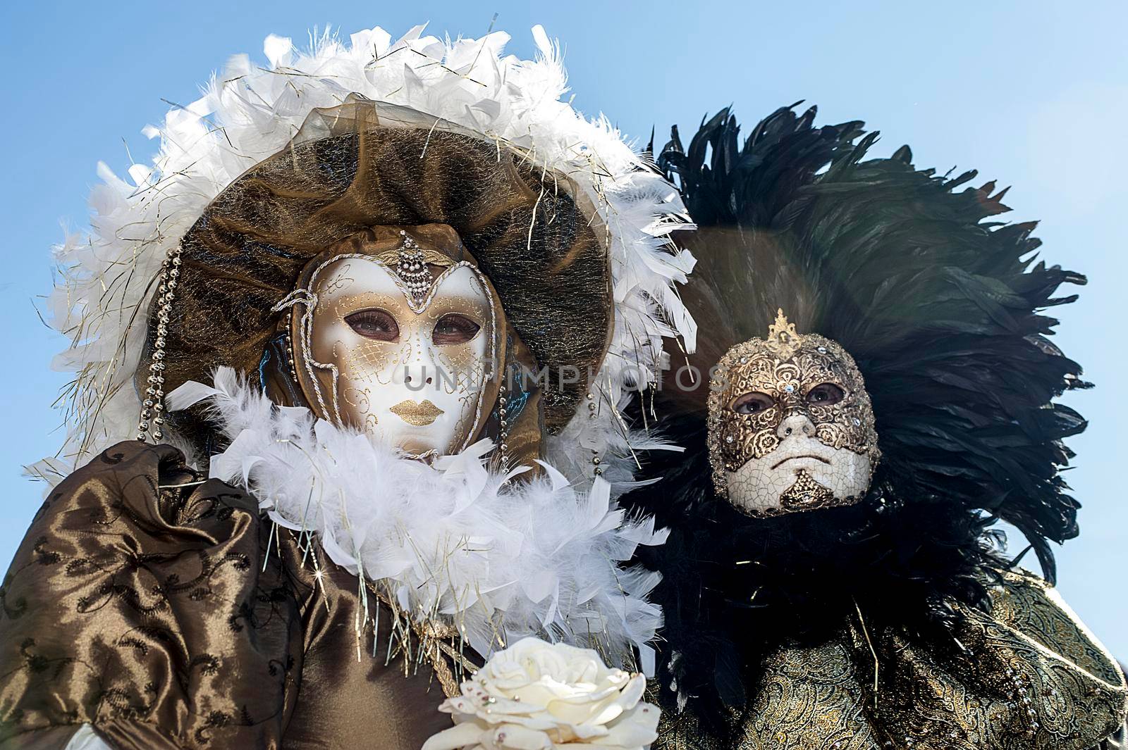 VENICE, ITALY - Febrary 23 2019: The masks of the Venice carnival 2019