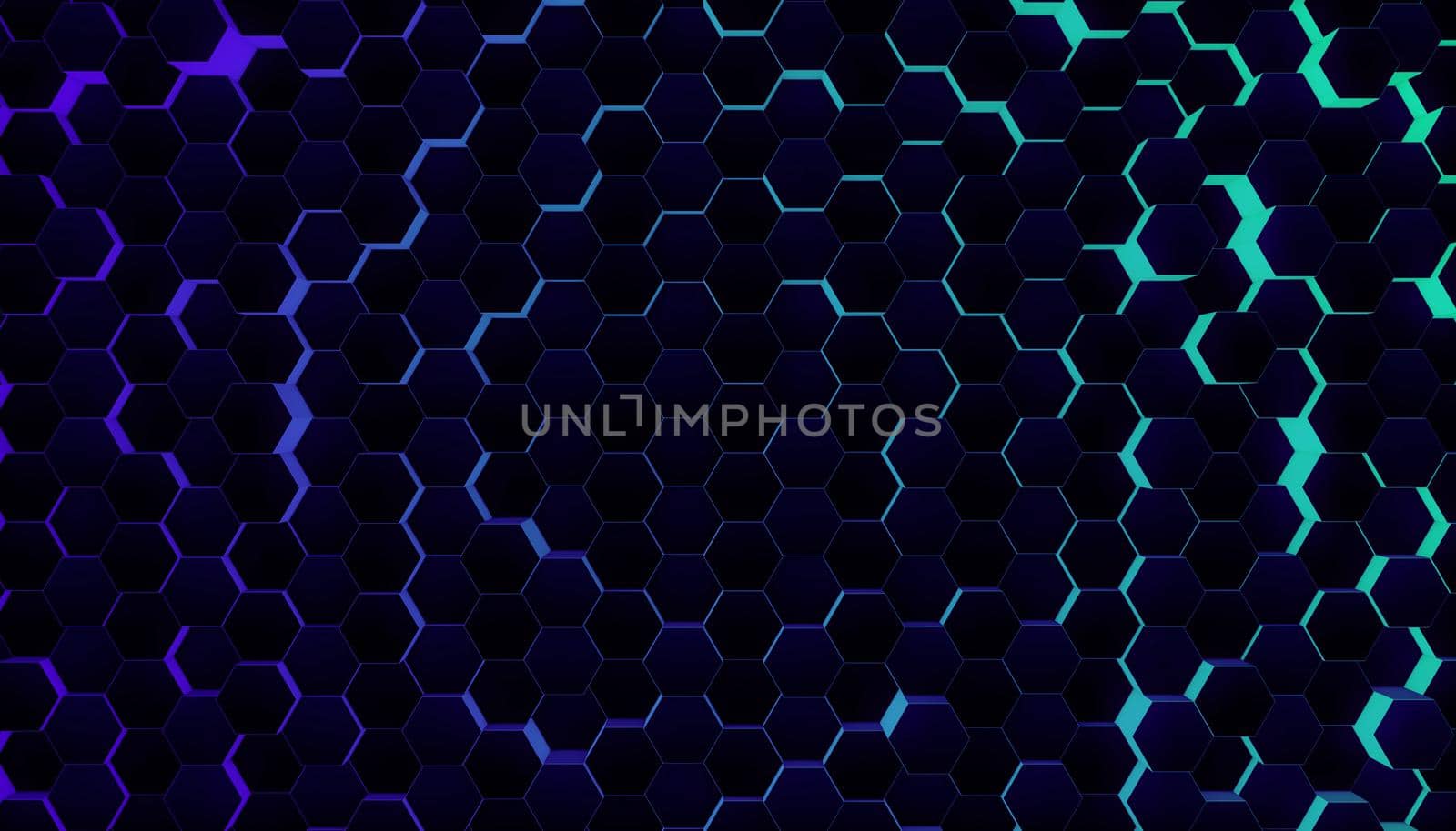 Wall of Random shifted neon honeycomb hexagon background wallpaper. by ImagesRouges