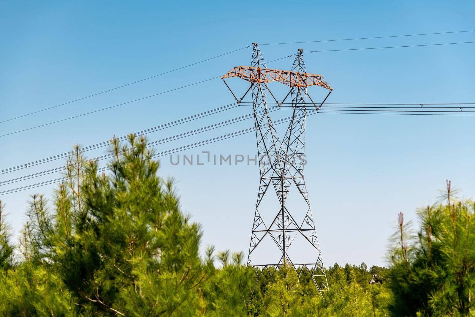 Electric power poles High voltage electrical power poles along a national highway