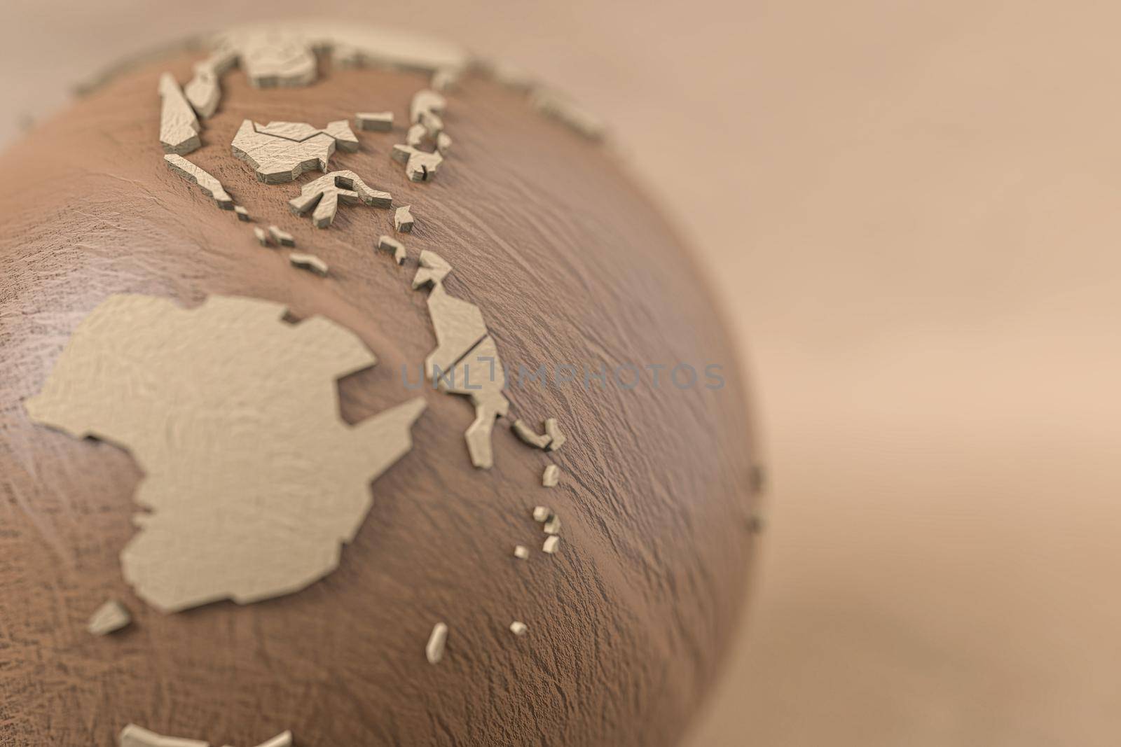 paper earth model on cardboard background 3d illustration