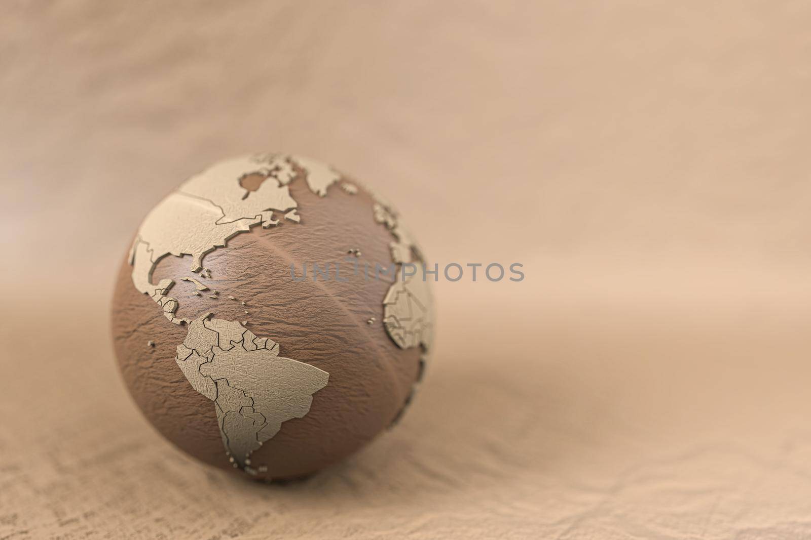 paper earth model on cardboard background 3d illustration