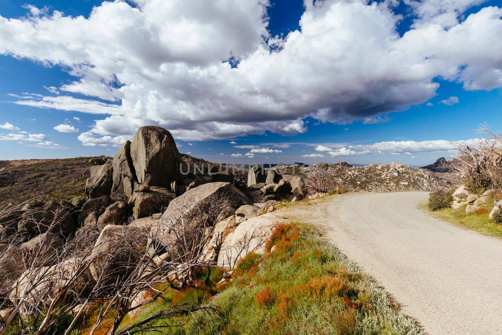 Views at the Horn Hut and picnic area on Mt Buffalo on a summer's afternoon in the Victorian Alps, Australia