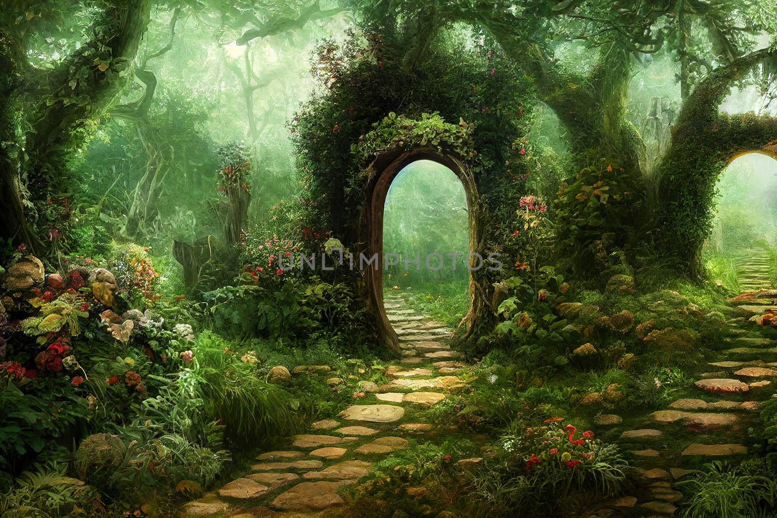 Archway in an enchanted fairy garden landscape, can be by 2ragon