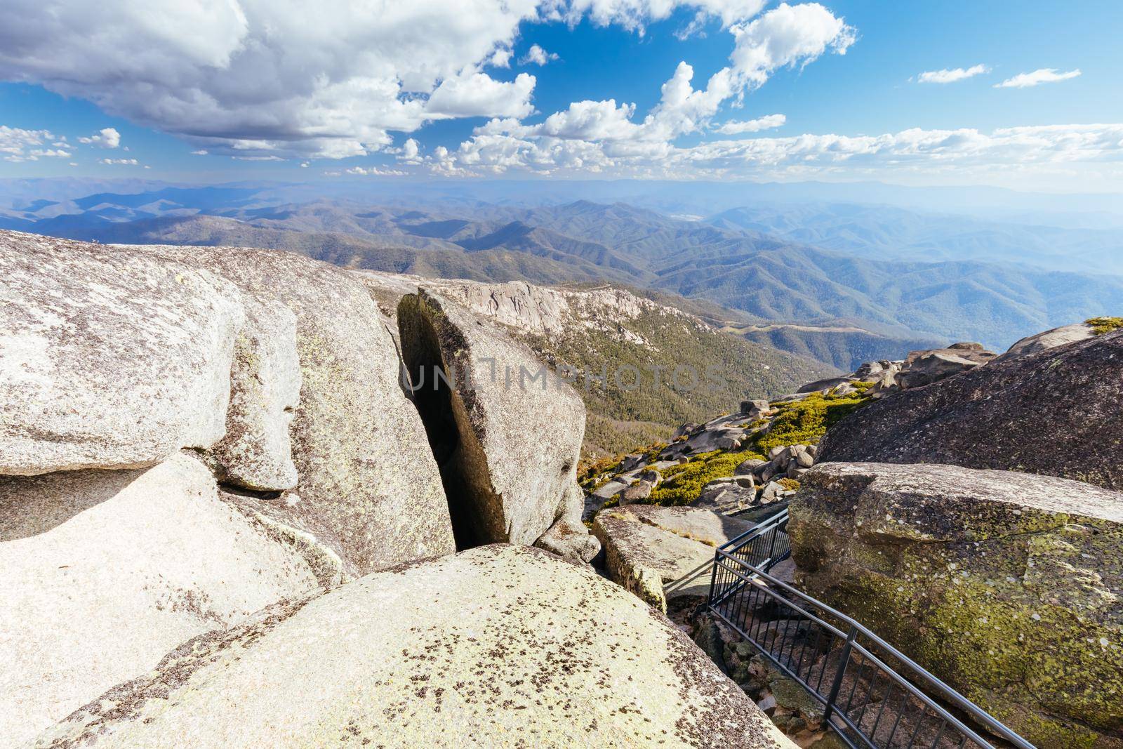 Views at the Horn Hut and picnic area on Mt Buffalo on a summer's afternoon in the Victorian Alps, Australia