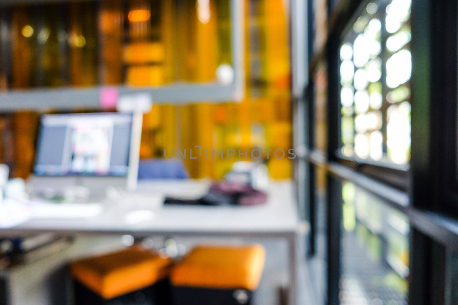 Abstract blurred background of modern office interior architecture