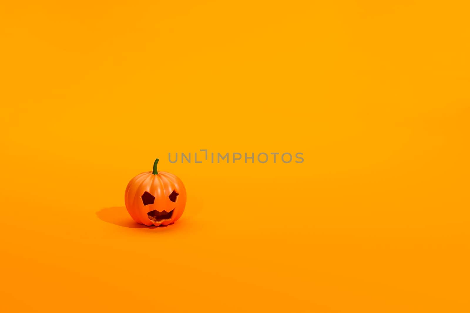 Halloween Pumpkin isolated on orange background. 3d illustration by raferto1973