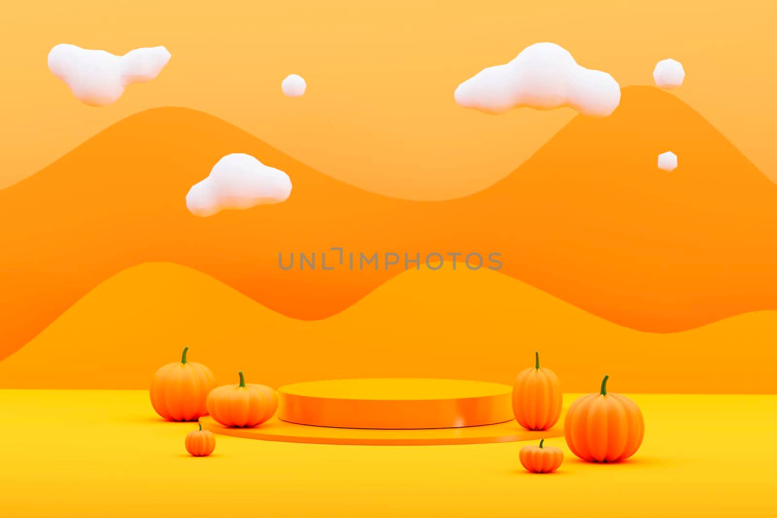 Halloween background with podium for product display. 3d rendering. by raferto1973