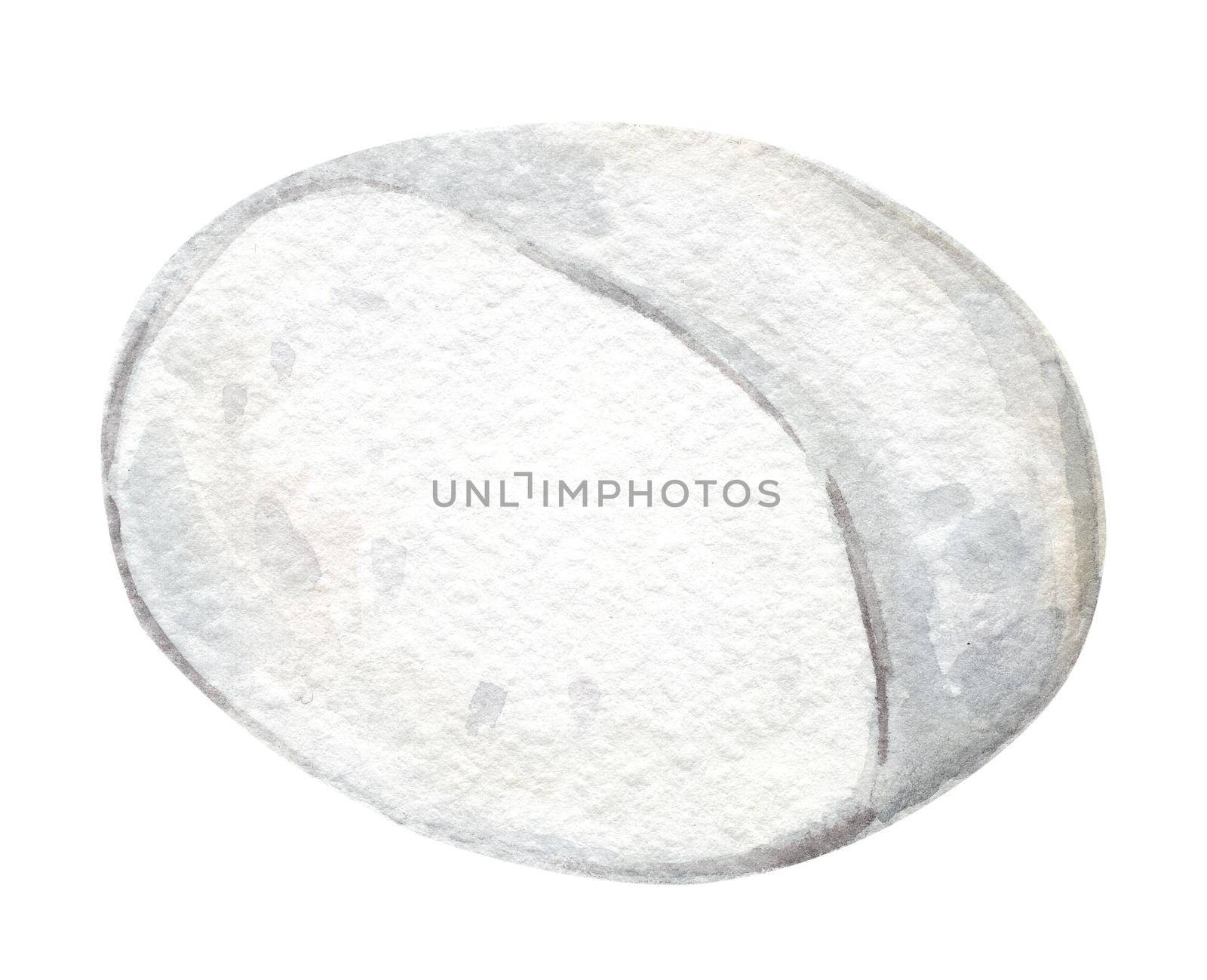 Watercolor mozzarella cheese isolated on white background. Hand drawn dairy food illustration