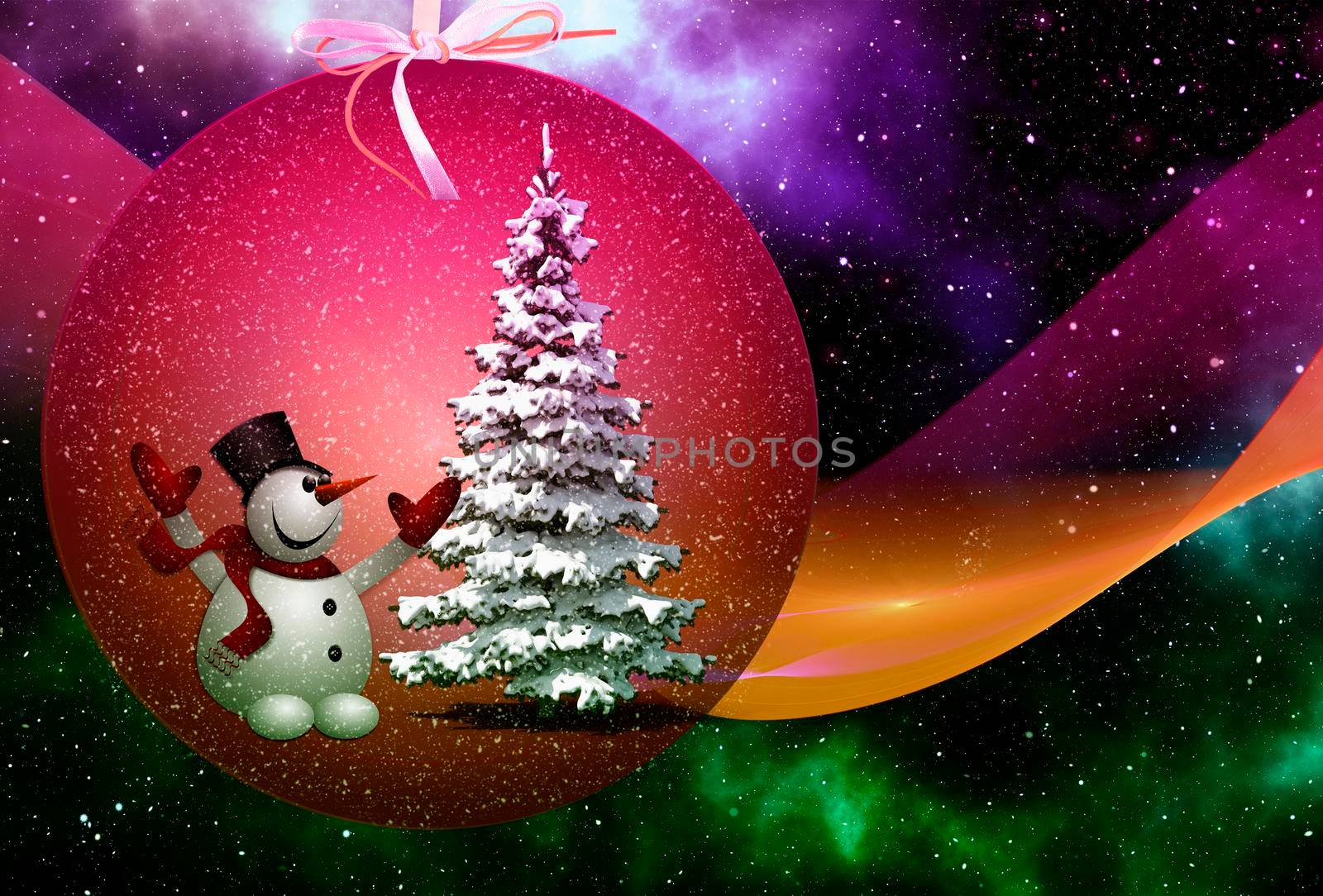 Beautiful Christmas card in vintage style with a picture of a snowman.