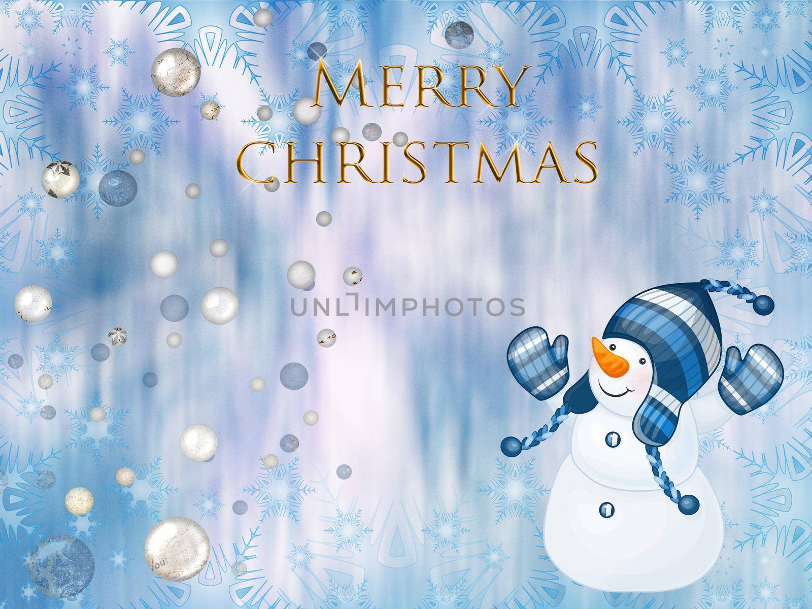 Christmas greeting card with the image of a snowman. by georgina198