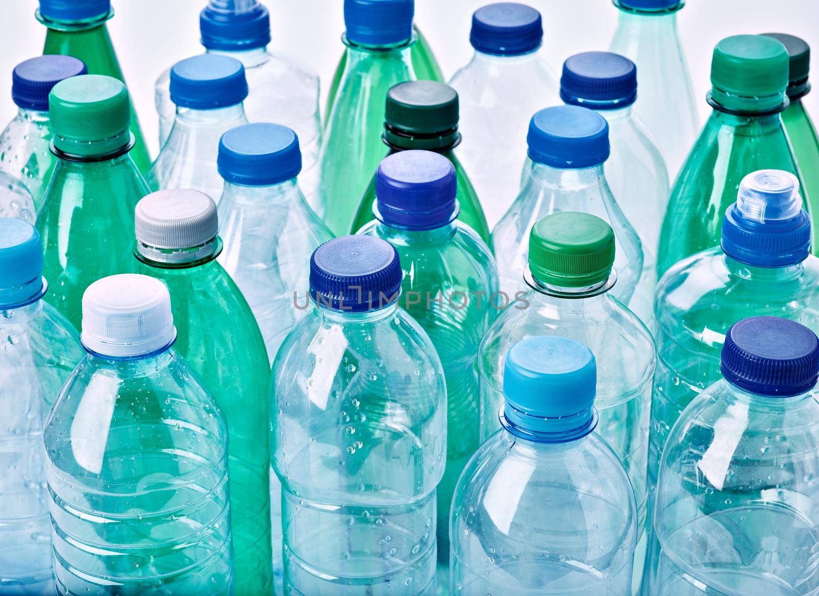 close up of empty plastic bottles