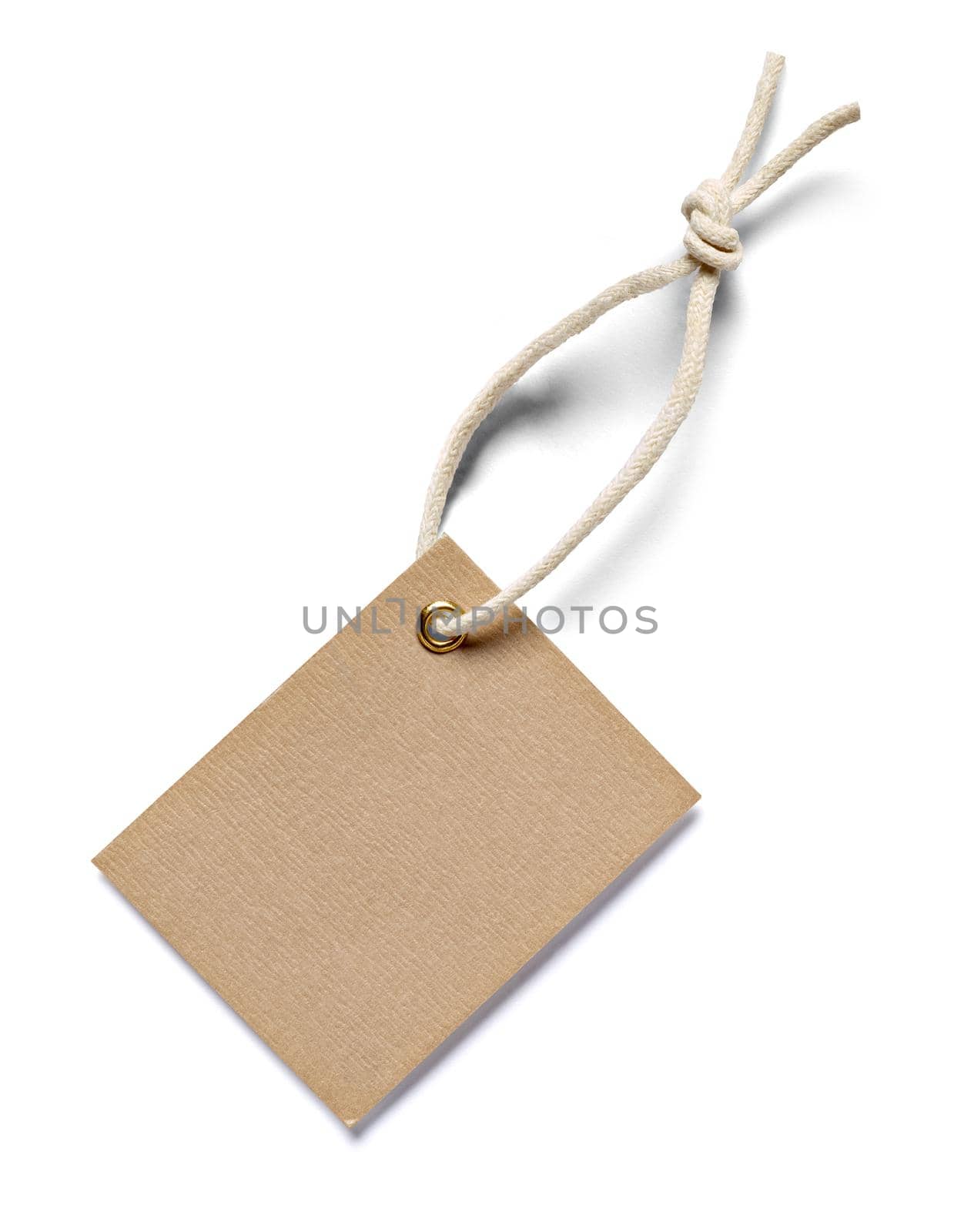 close up of a price label note on white background