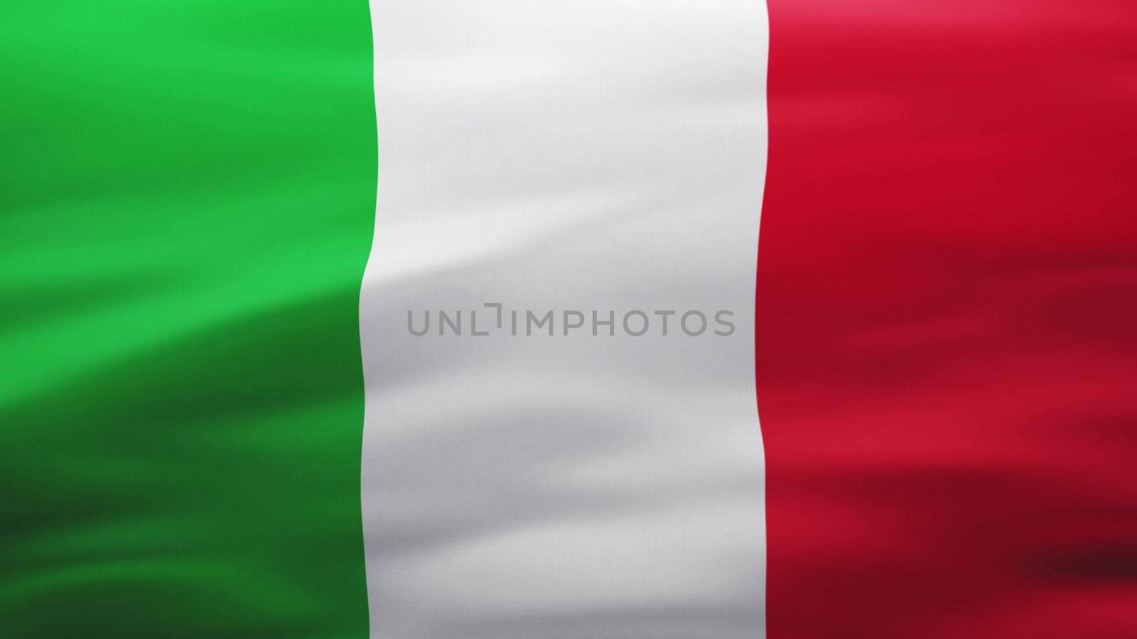 Italian flag, Rippled silk texture - Front 3D illustration