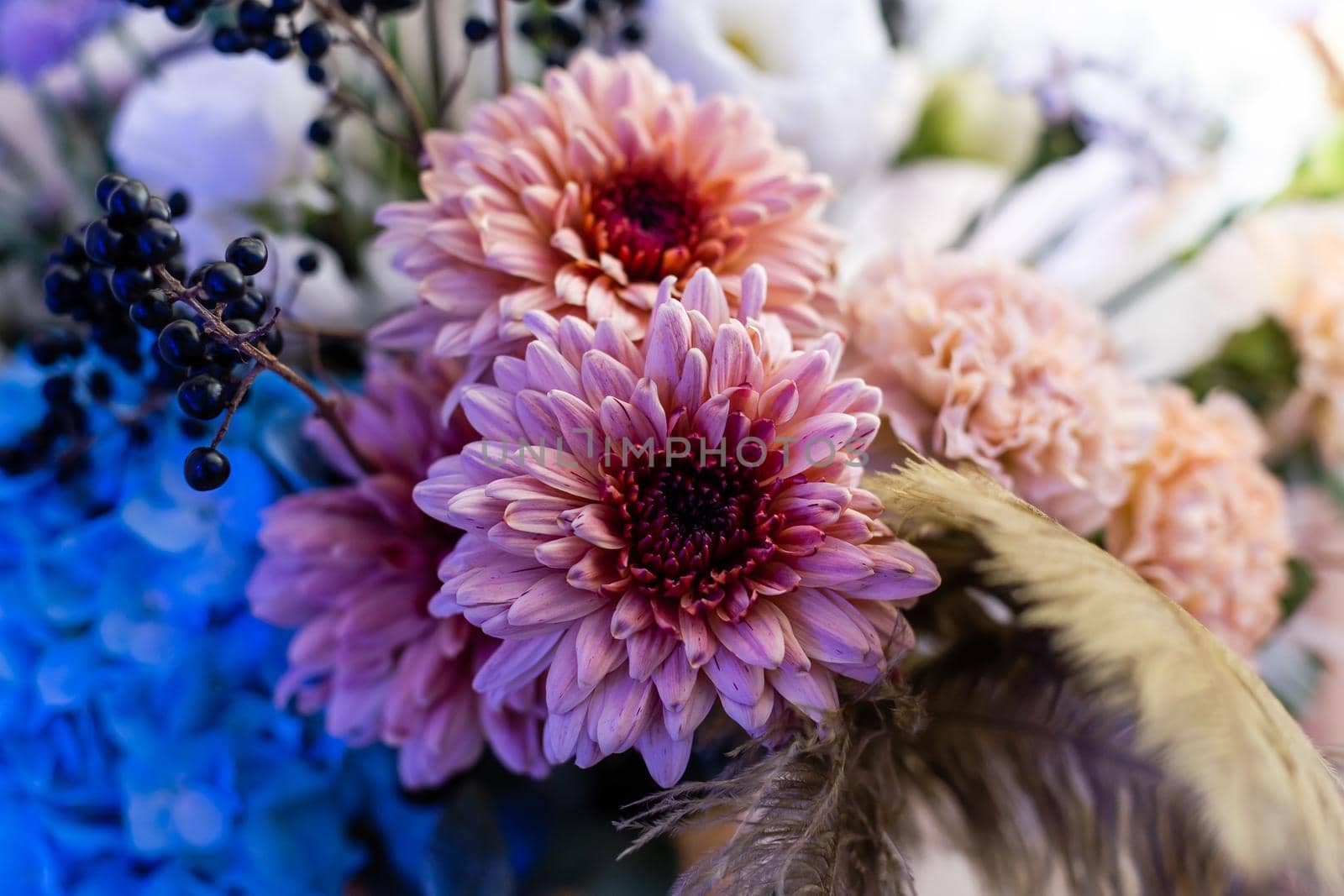 Rustic wedding decoration for festive table with beautiful flower composition. Autumn wedding. by Andelov13