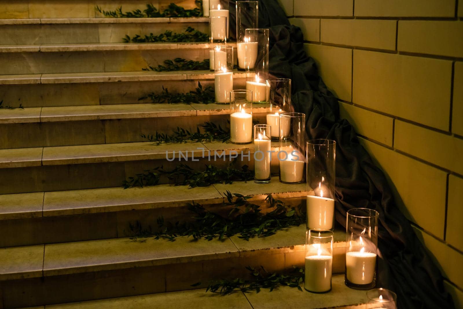 candles on the stairs, old.