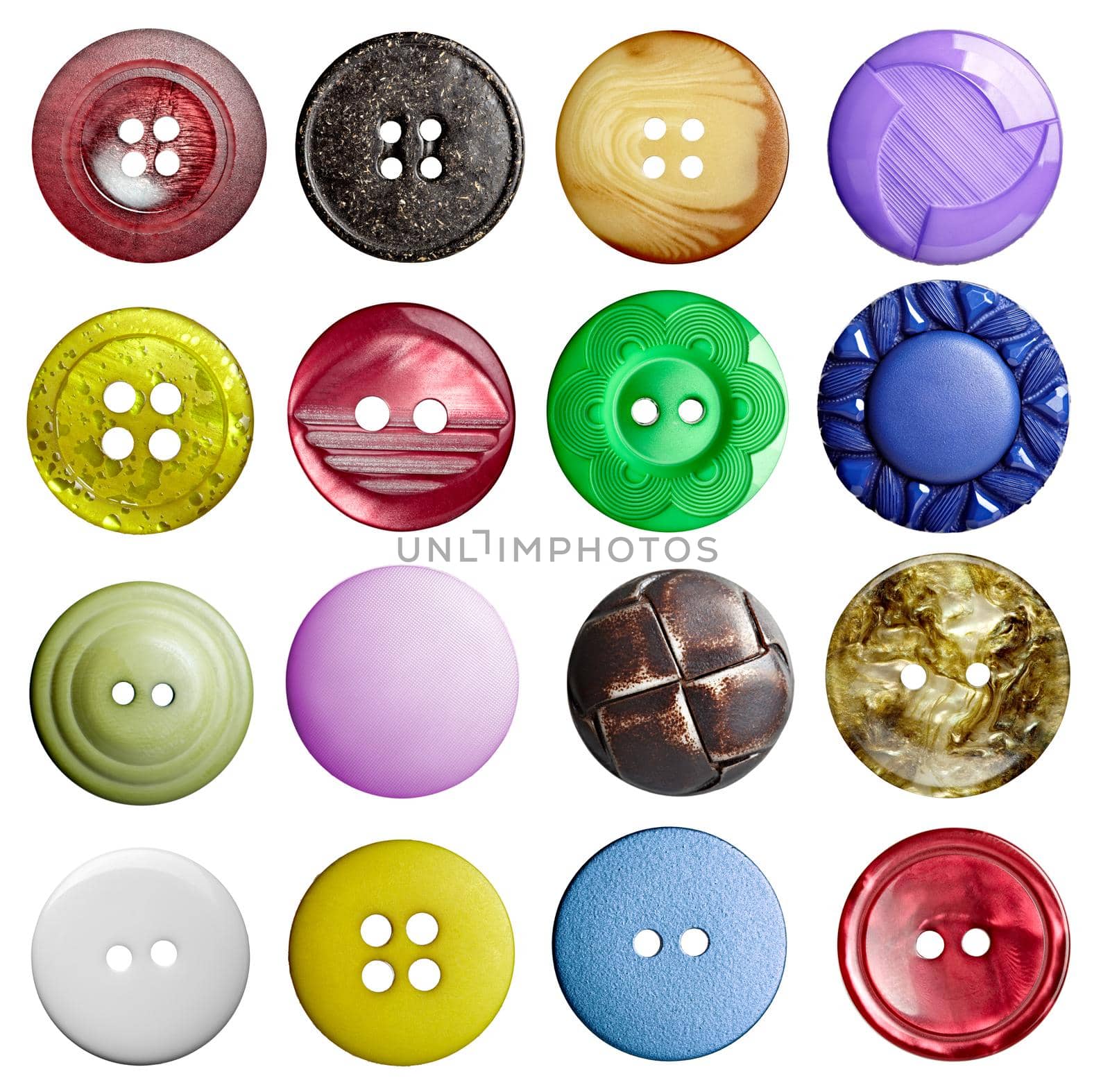 close upo of buttons on white background