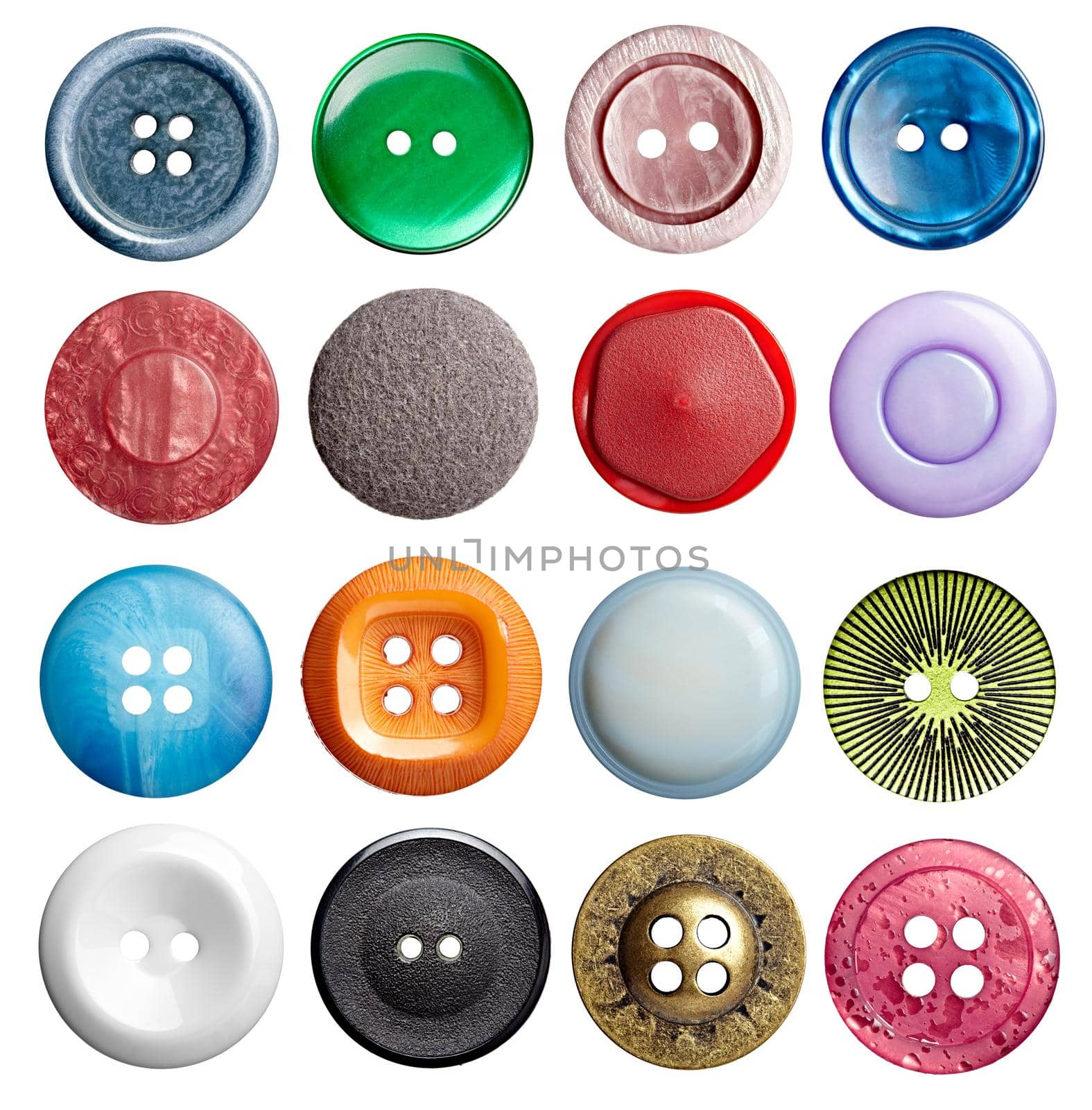 close upo of buttons on white background