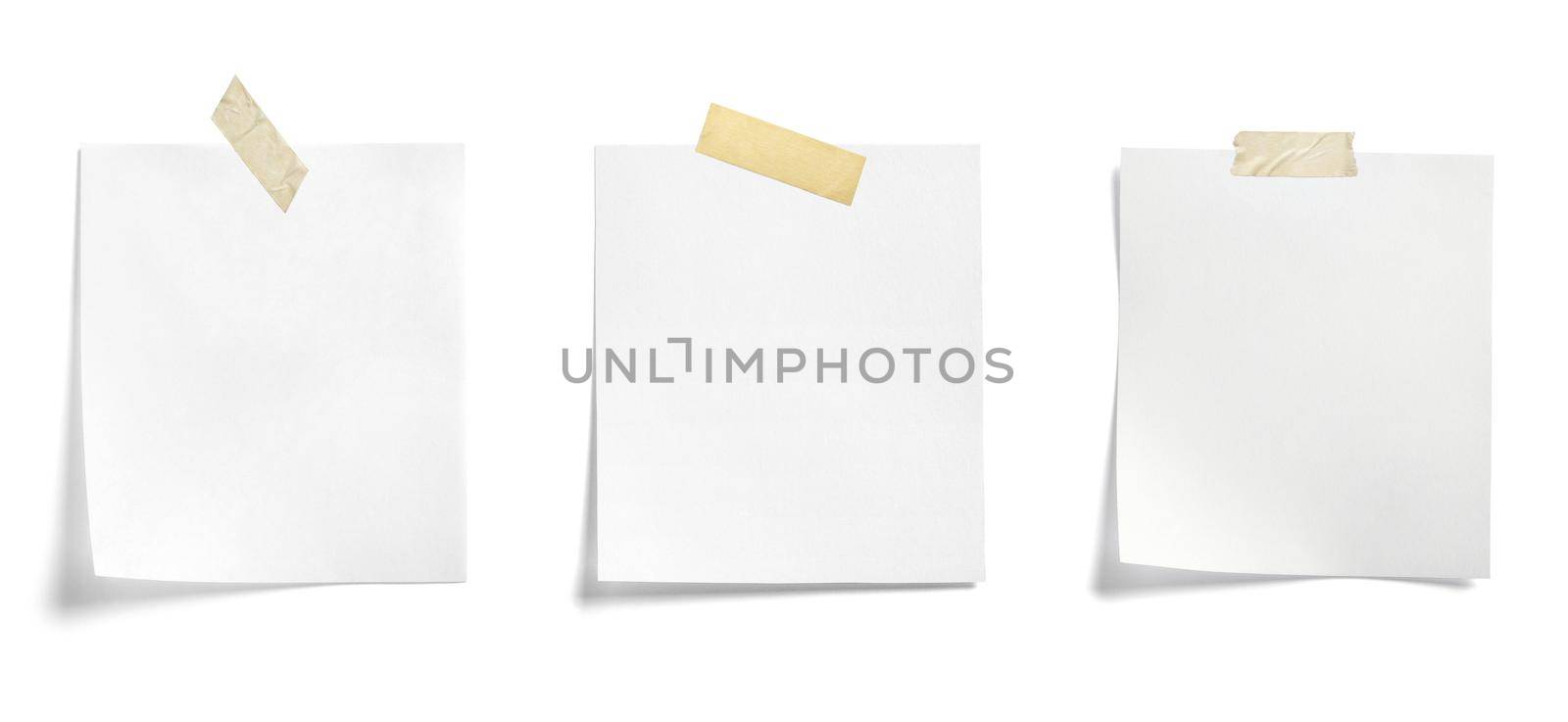 close up of a note paper with adhesive tape on white background