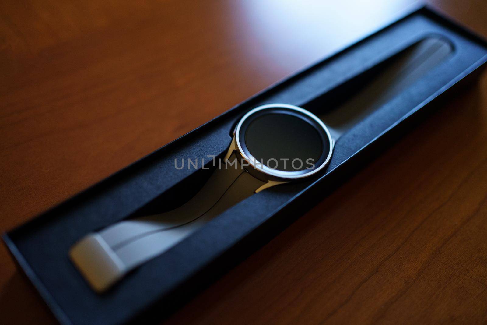 Granada, Andalusia, Spain - September 28th, 2022: New Samsung Watch 5 Pro in its box.