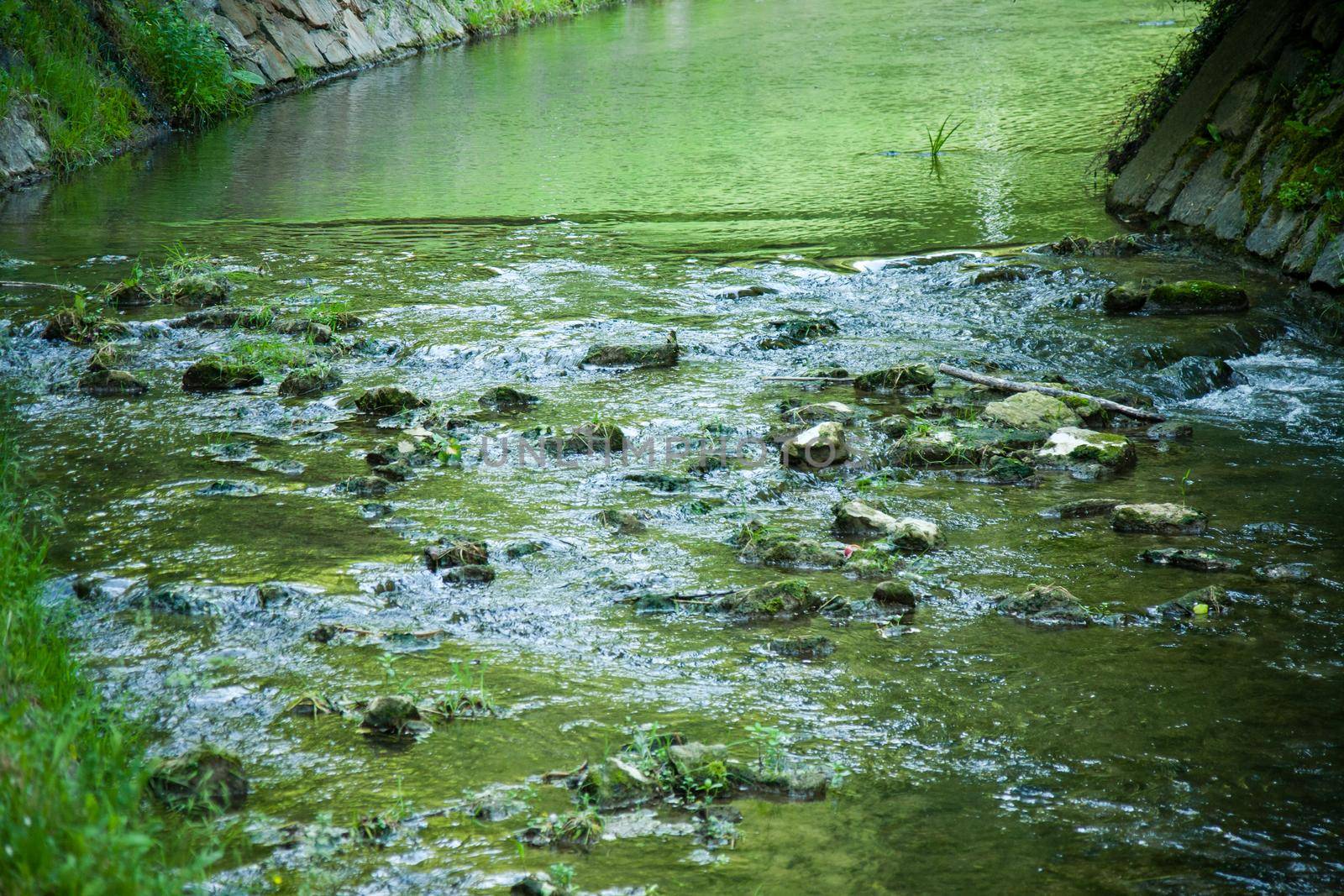 Gradna stream by Samobor pedestrian walkway.