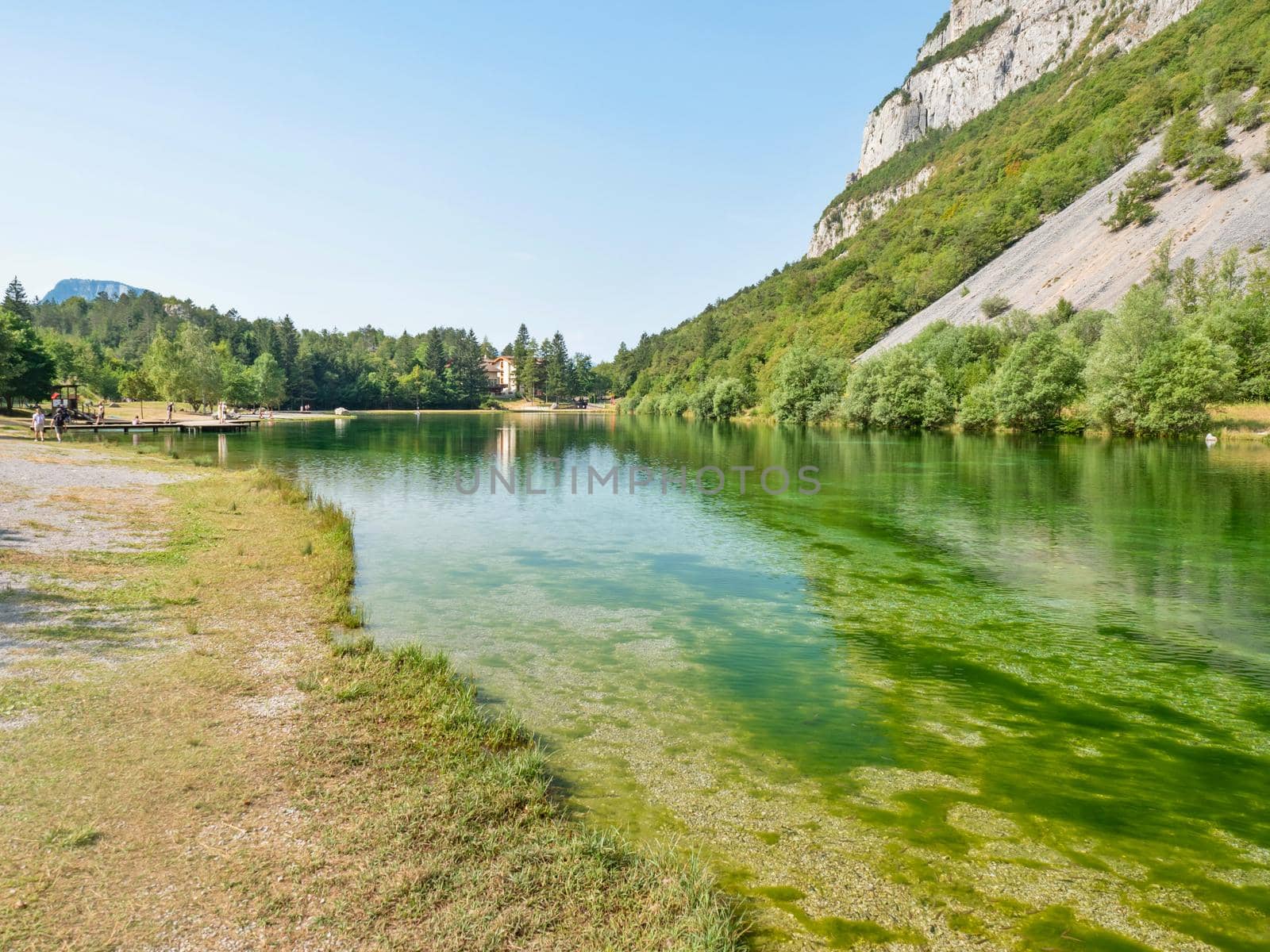 Lago di Nembia Lake of Nembia, popular tourist destination in Dolomites, northern Italy.