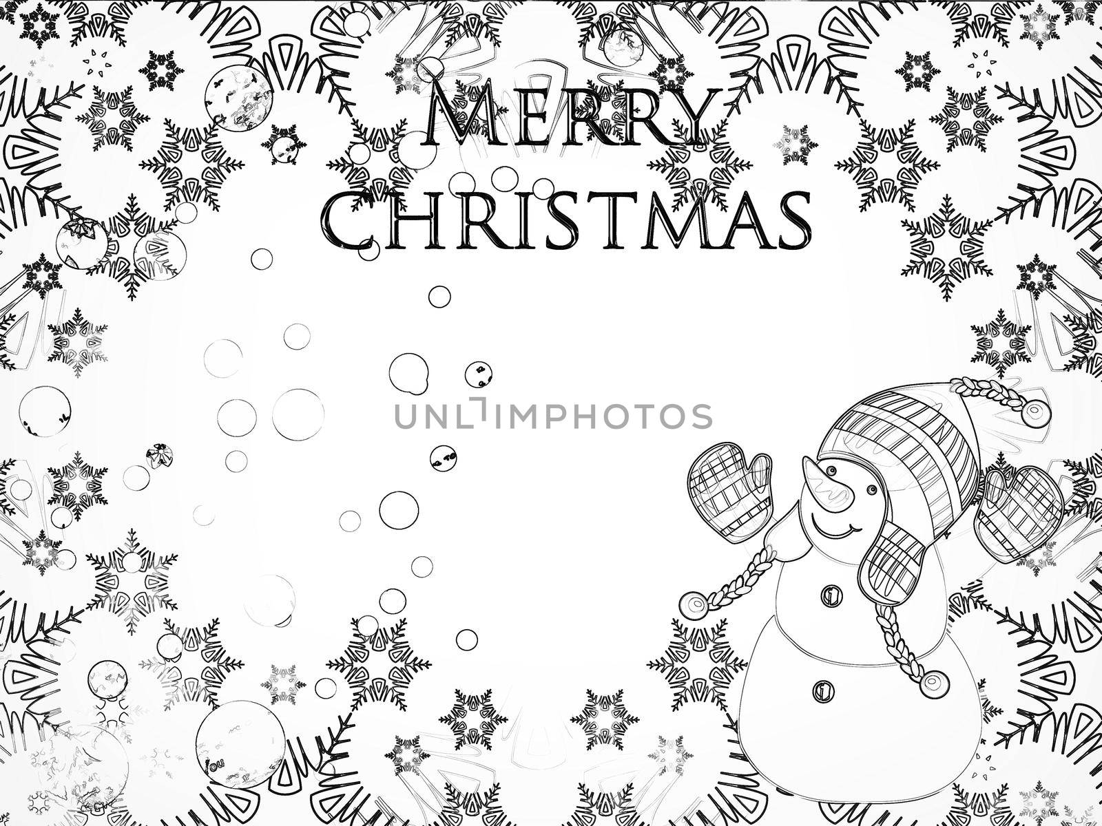 Beautiful Christmas card in vintage style with a picture of a snowman.