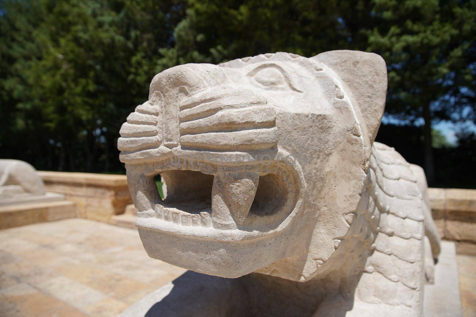 Lion sculpture located at the Road of Lions in Anitkabir, Ankara City, Turkiye
