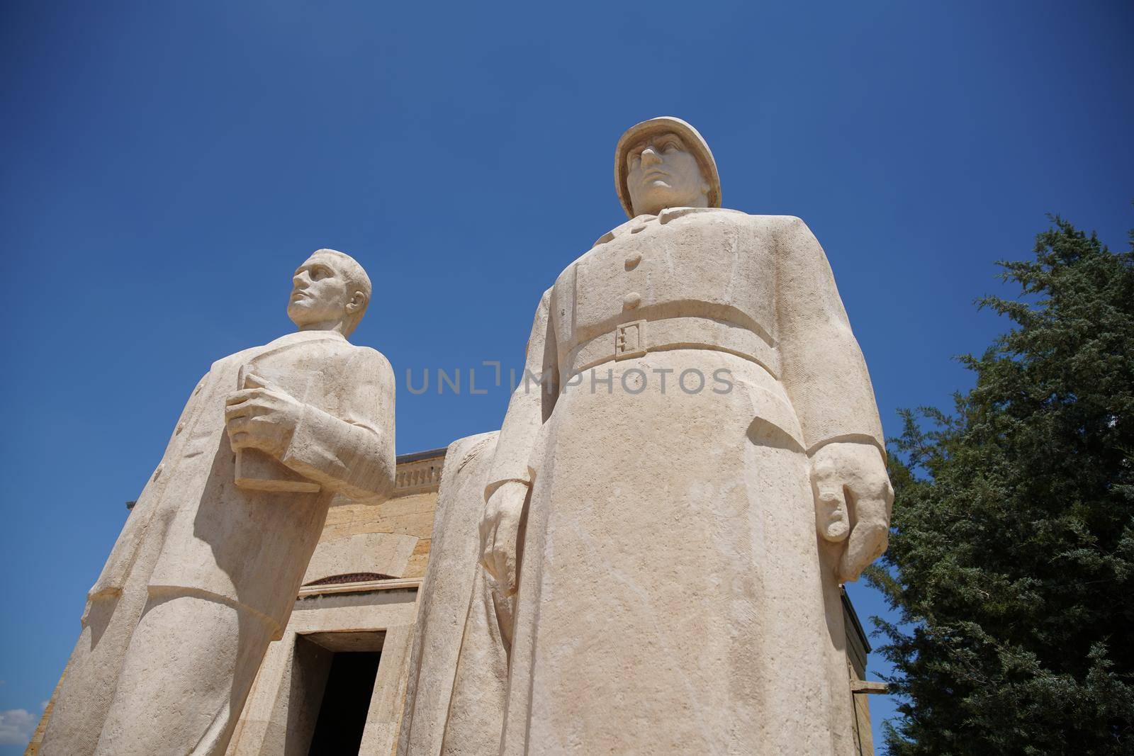 Turkish Men sculpture located at the entrance of the Road of Lions in Anitkabir, Ankara, Turkiye by EvrenKalinbacak