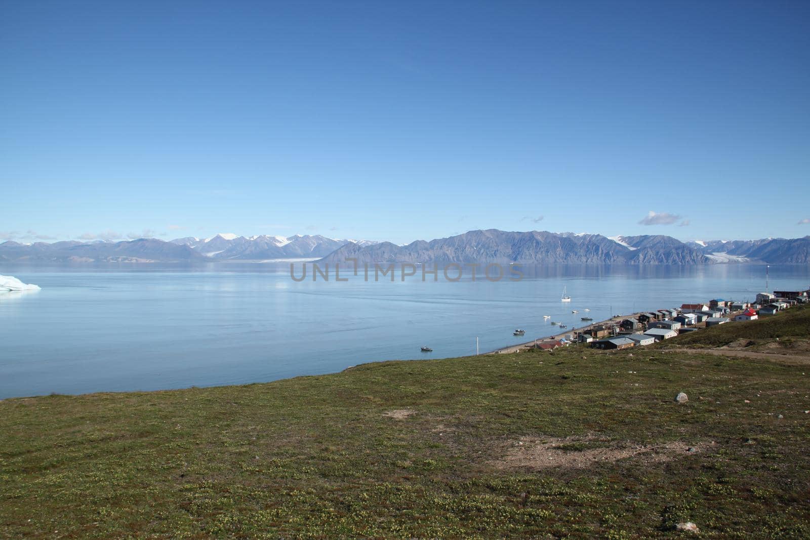 View of the community of Pond Inlet and Lancaster Sound, Northwest Passage, Nunavut by Granchinho