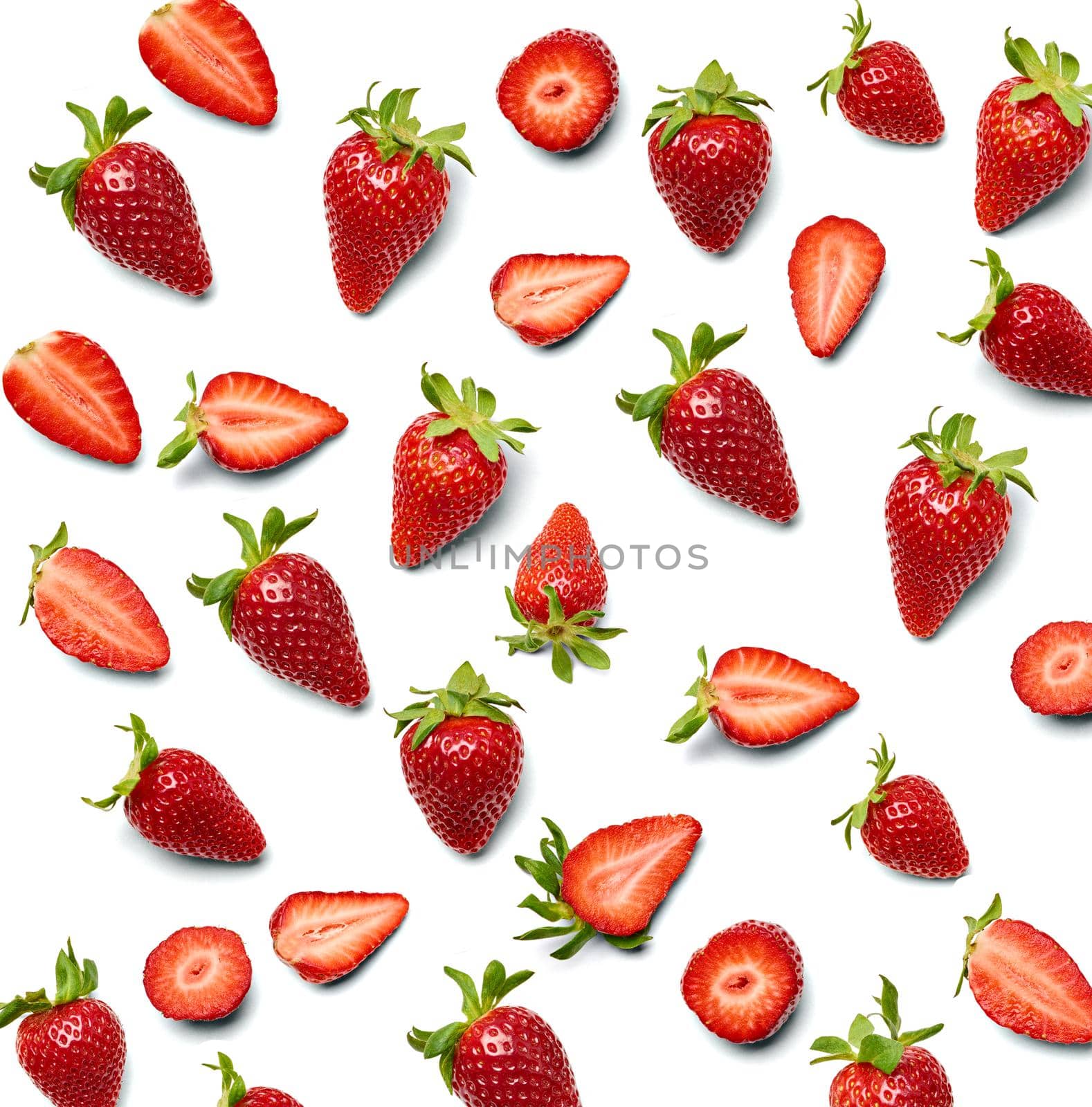 close up of a strawberry on white background