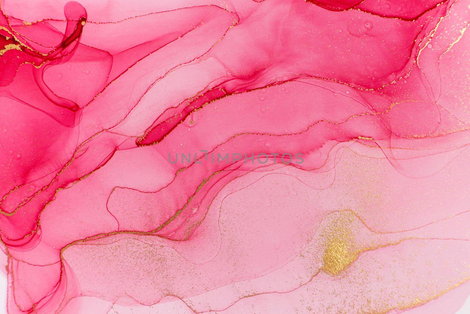 Watercolor pink waves and swirls with golden layers.