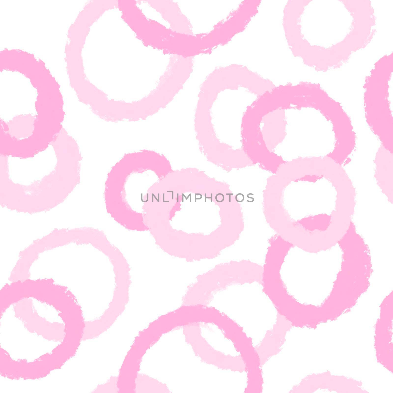 Seamless hand drawn pink circles abstract geometric pastel pattern. Mid century modern trendy fabric print, line curve minimalist background for wallpaper wrapping paper textile. by Lagmar