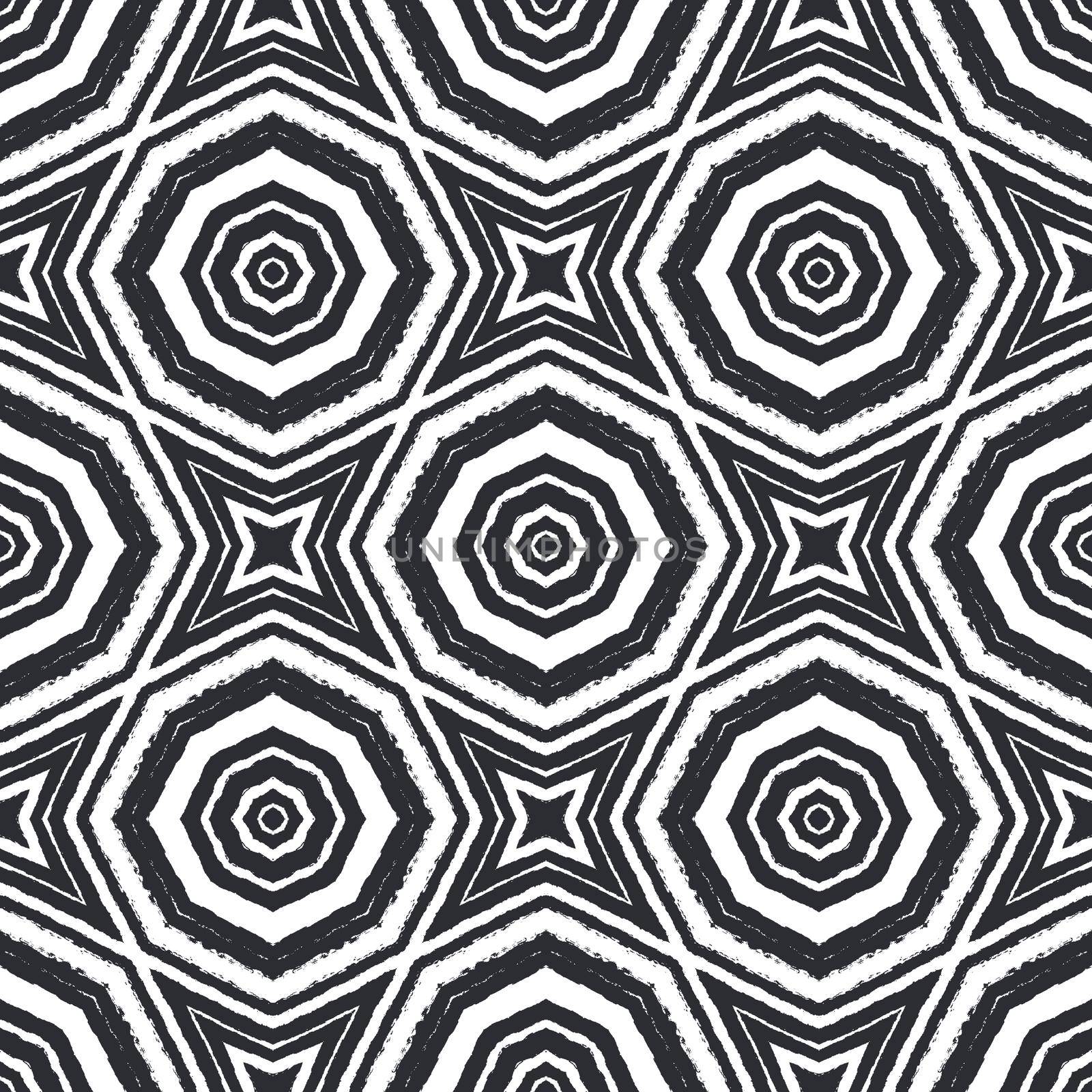 Arabesque hand drawn pattern. Black symmetrical kaleidoscope background. Textile ready extraordinary print, swimwear fabric, wallpaper, wrapping. Oriental arabesque hand drawn design.