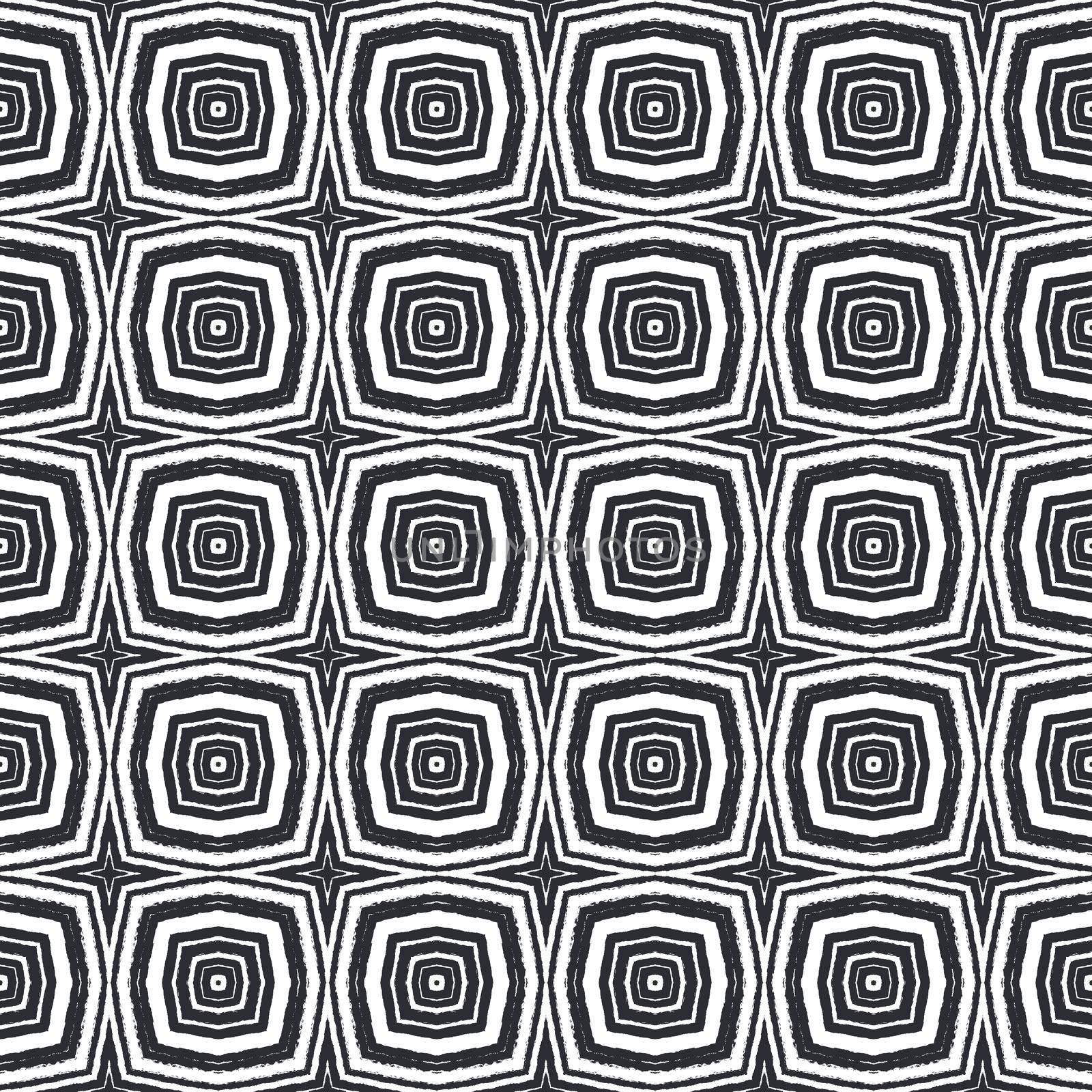 Mosaic seamless pattern. Black symmetrical kaleidoscope background. Textile ready bewitching print, swimwear fabric, wallpaper, wrapping. Retro mosaic seamless design.