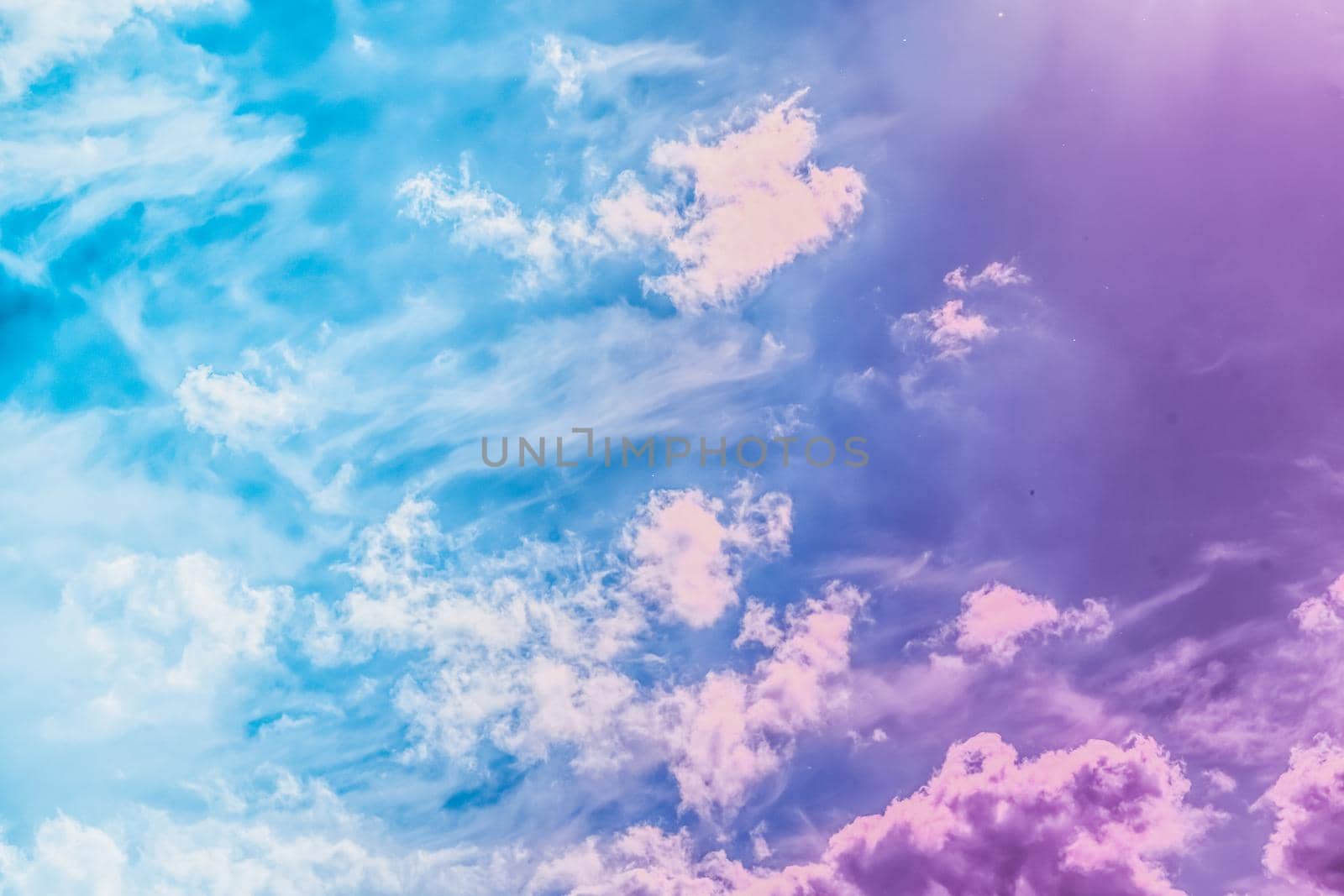 Magical dream, nature backdrop and spiritual holiday concept - Dreamy surreal sky as abstract art, fantasy pastel colours background for modern design