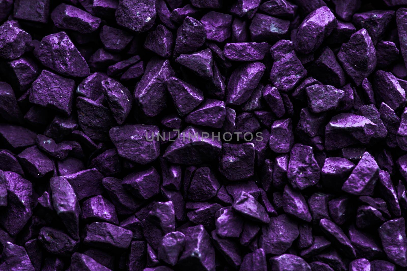 Decor, surface and nature concept - Purple stone pebbles as abstract background texture, landscape architecture backdrop, interior design and textured pattern for luxury brand design