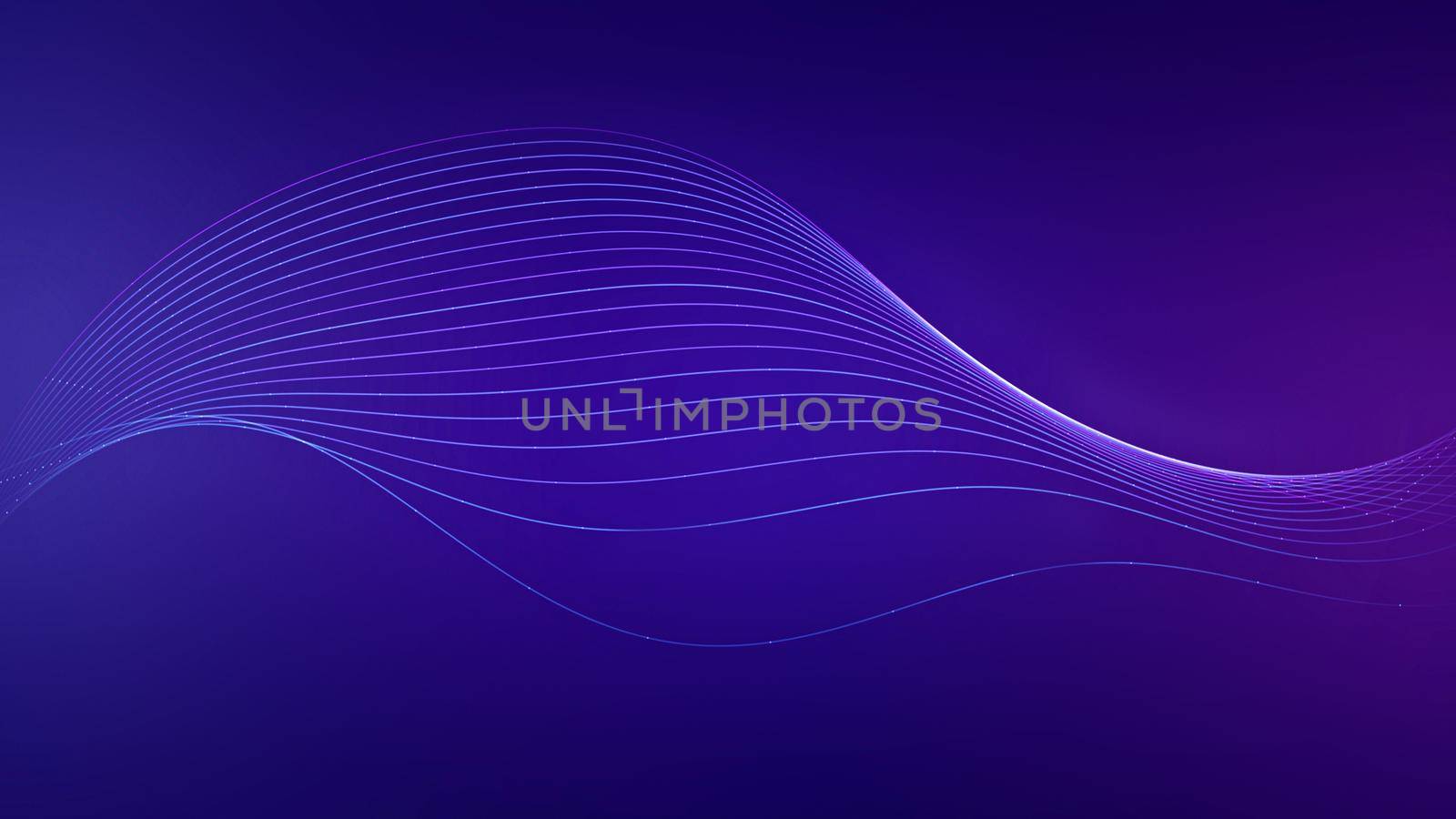 Curve of data connect for dots and lines on blue and purple Abstract background. by ImagesRouges