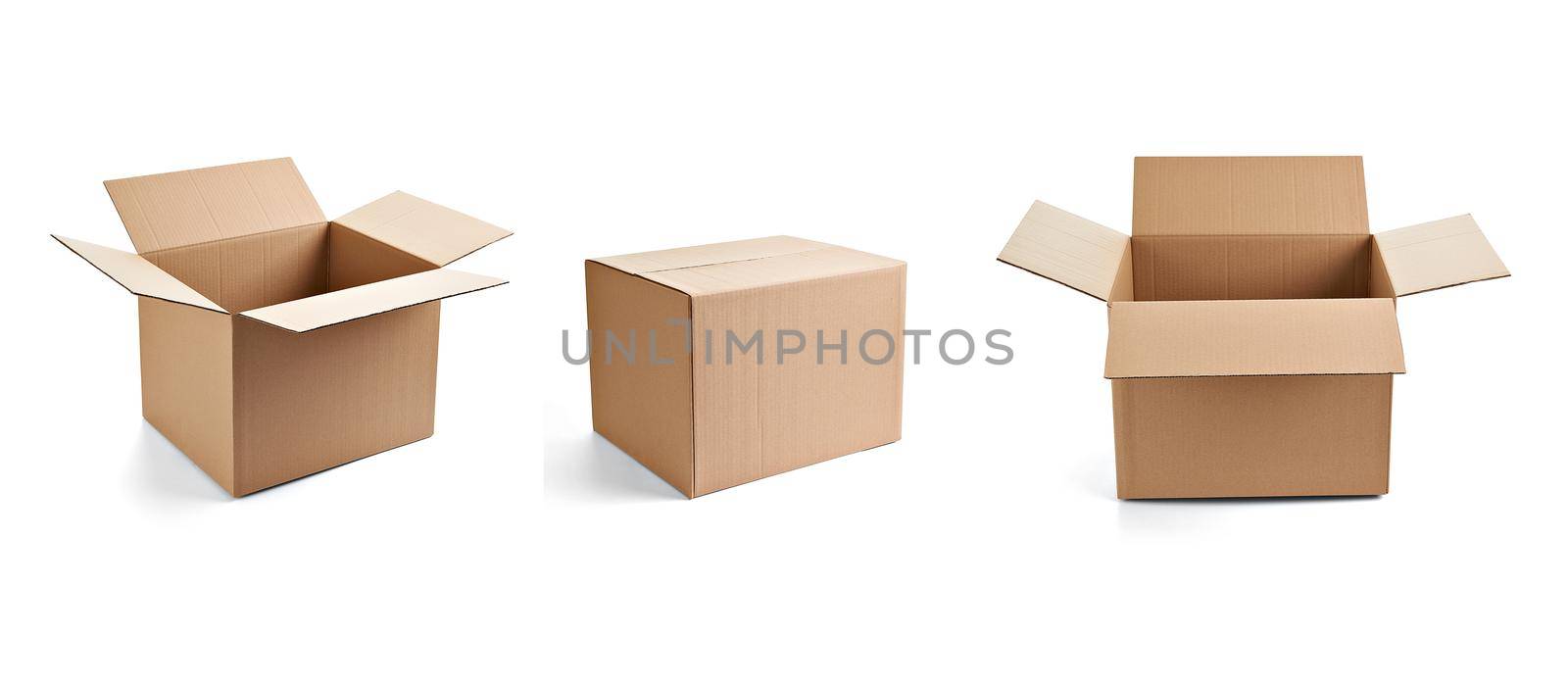 close up of a cardboard box on white background