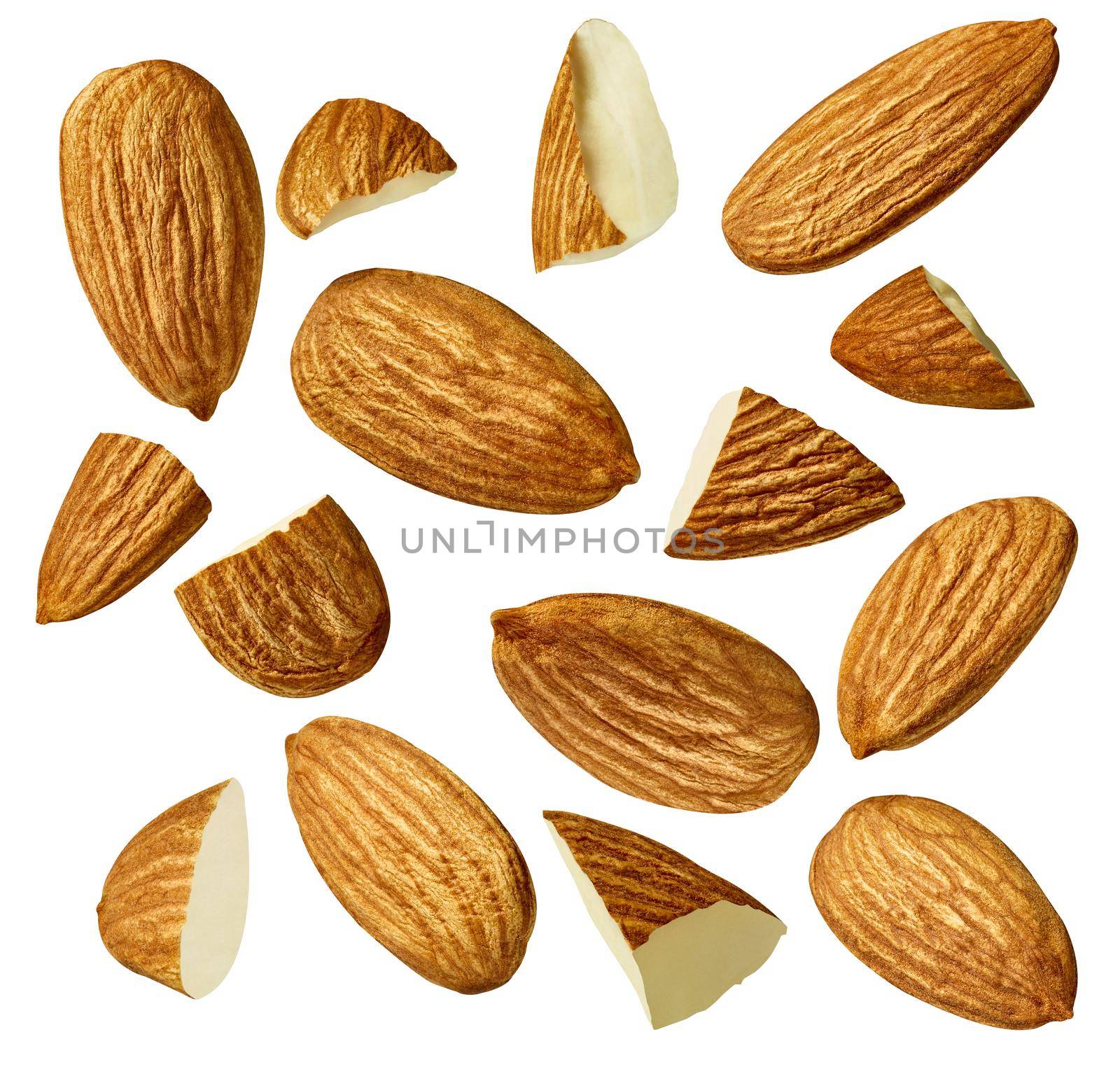 almond nut food healthy organic natural ingredient snack isolated seed brown fruit closeup nutrition group by Picsfive