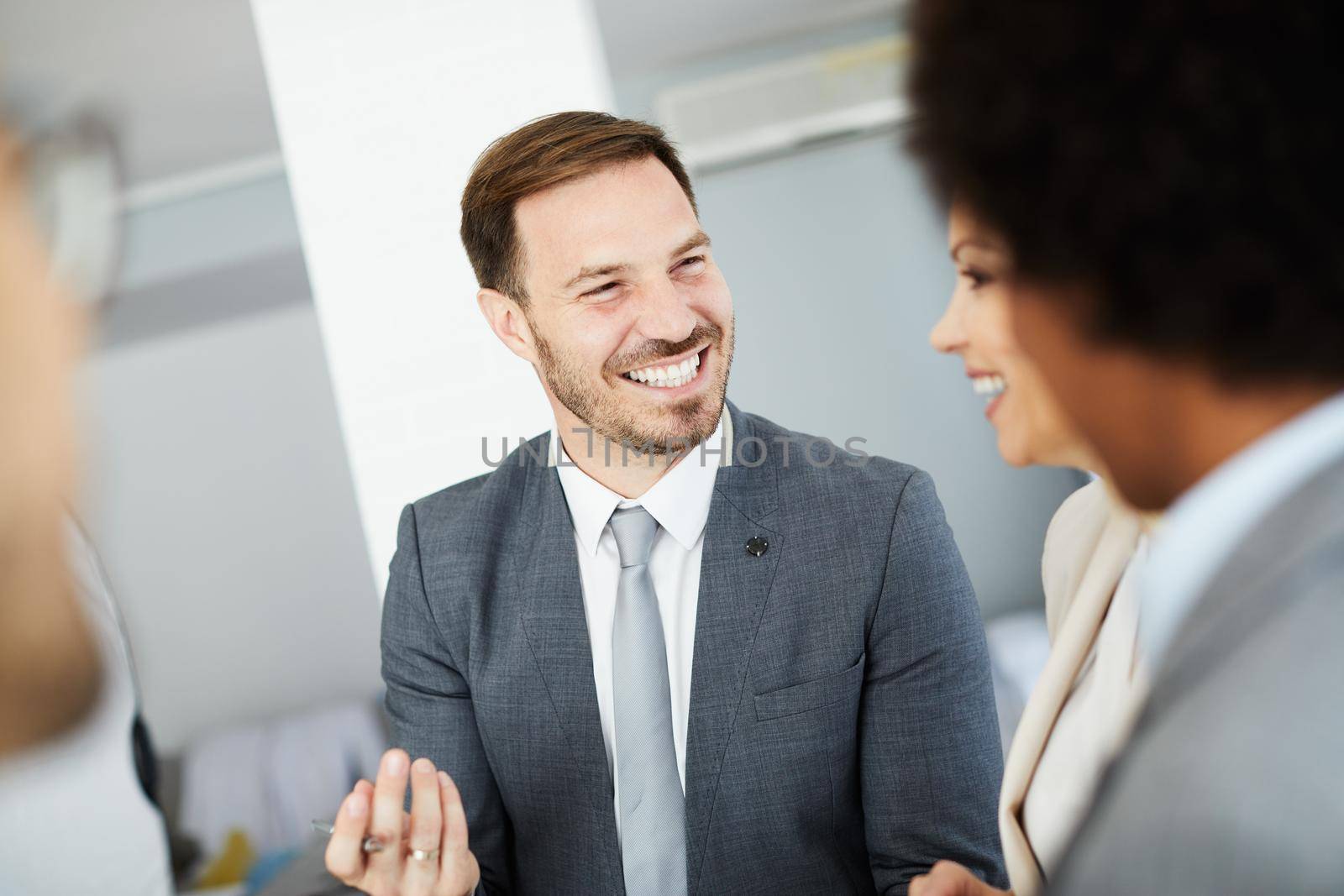 portrait of a young businessman during a meeting in the office