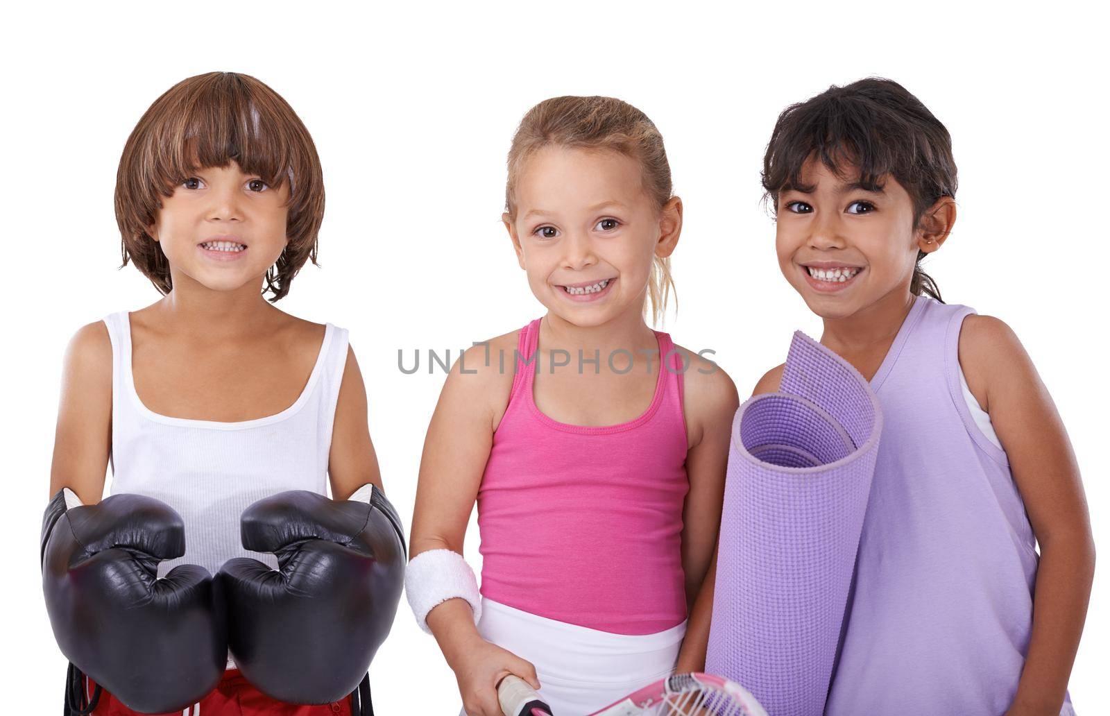 When I grow up I want to be a...Studio shot of a group of children in various sports attire