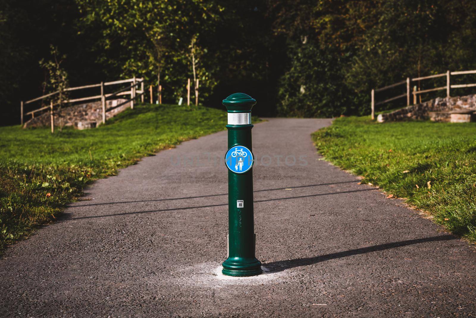 Sign only for cyclist and pedestrians. High quality photo