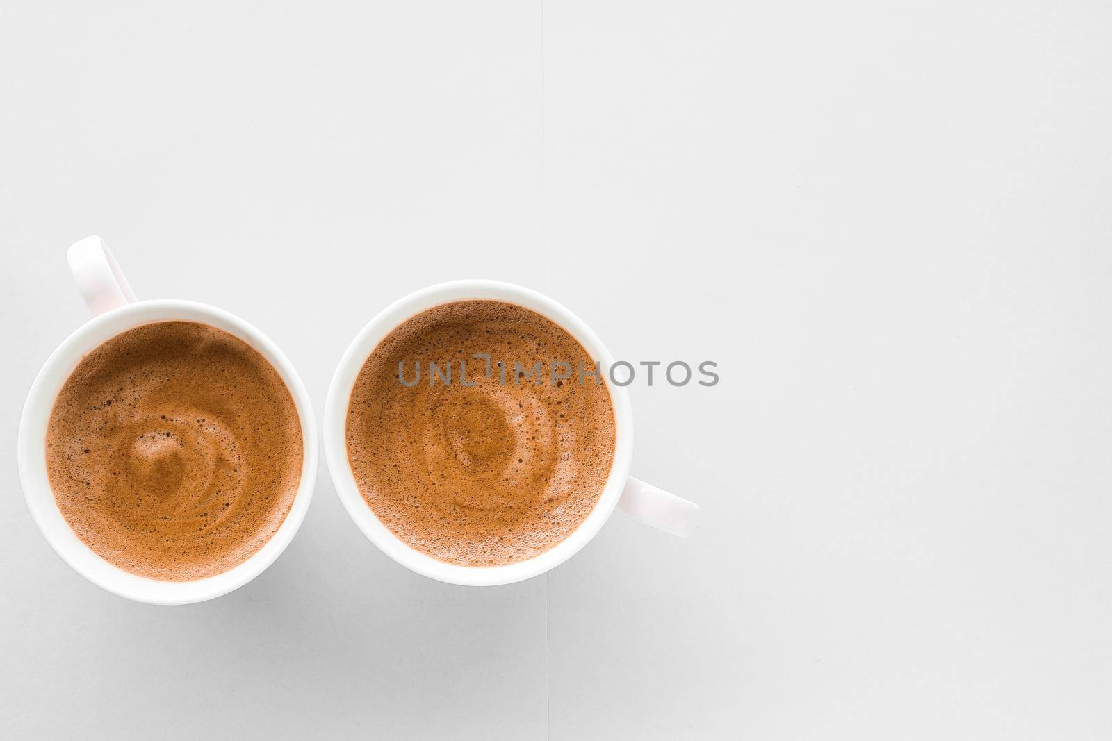 Drinks menu, italian espresso recipe and organic shop concept - Cup of hot french coffee as breakfast drink, flatlay cups on white background