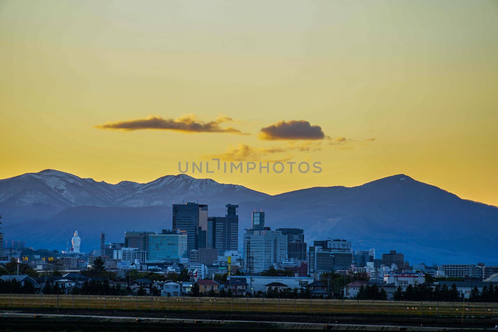 Sendai City city of city and evening view. Shooting Location: Sendai, Miyagi Prefecture