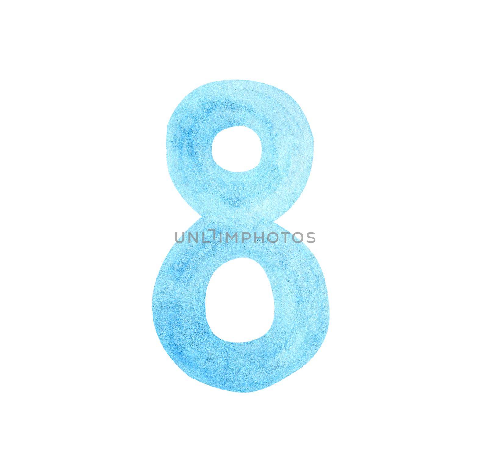 watercolor blue number eight isolated on white by dreamloud