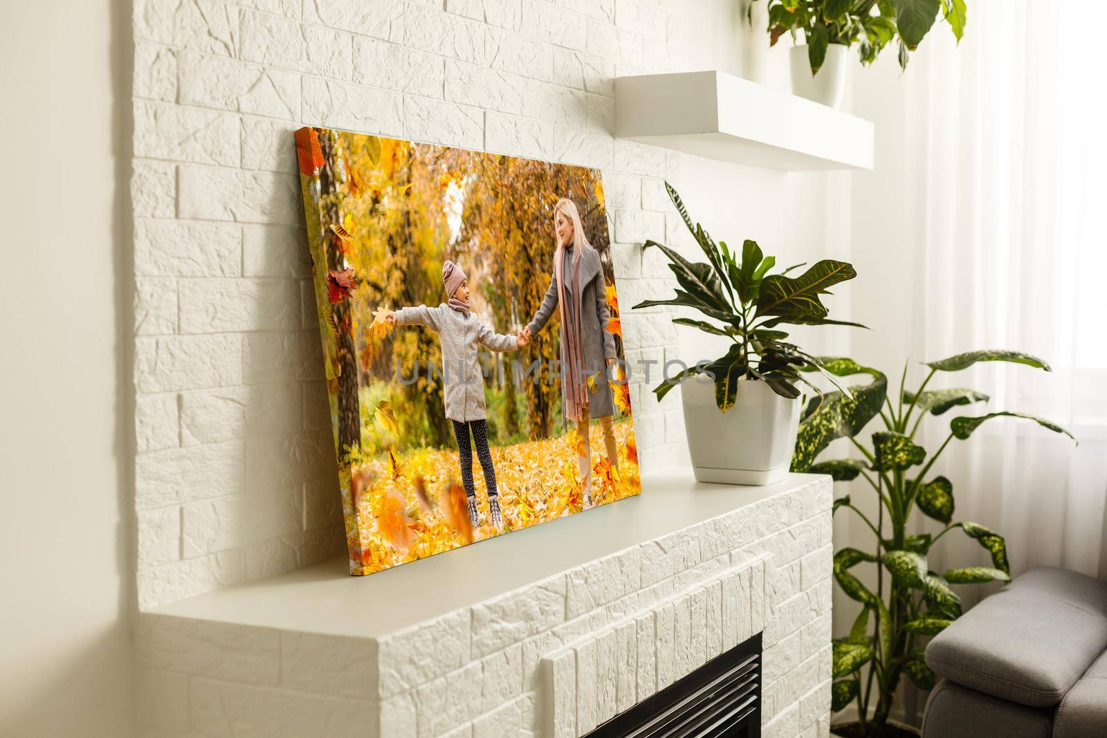 photo canvas with a family in autumn.