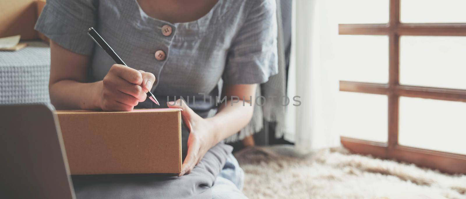 Small Entrepreneurs Start A Home Business By Arranging Goods With Brown Parcel Boxes, Small Home Business Startup Ideas. by wichayada