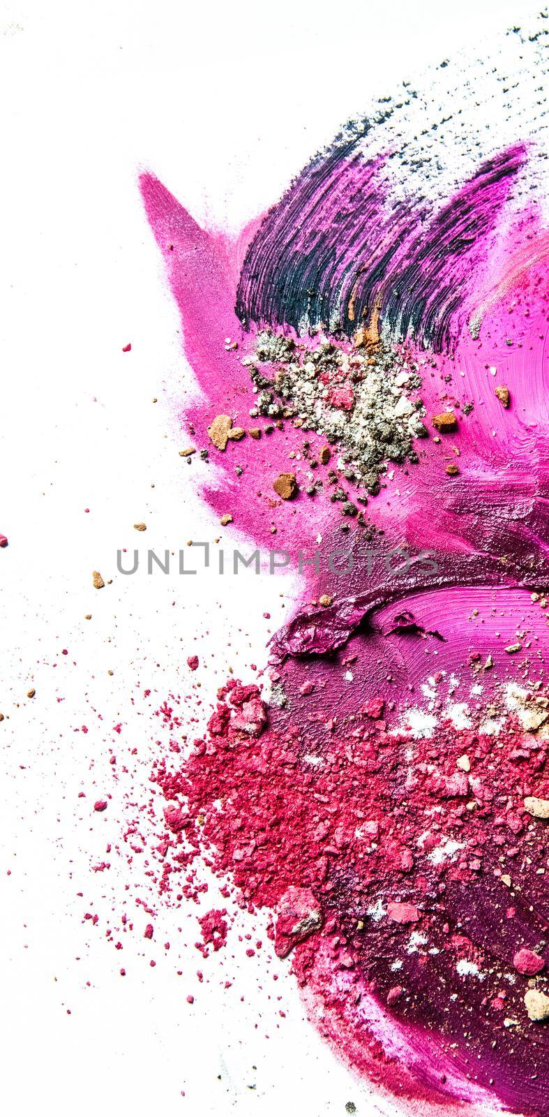 Artistic lipstick smudge and crushed eyeshadow as background by Anneleven